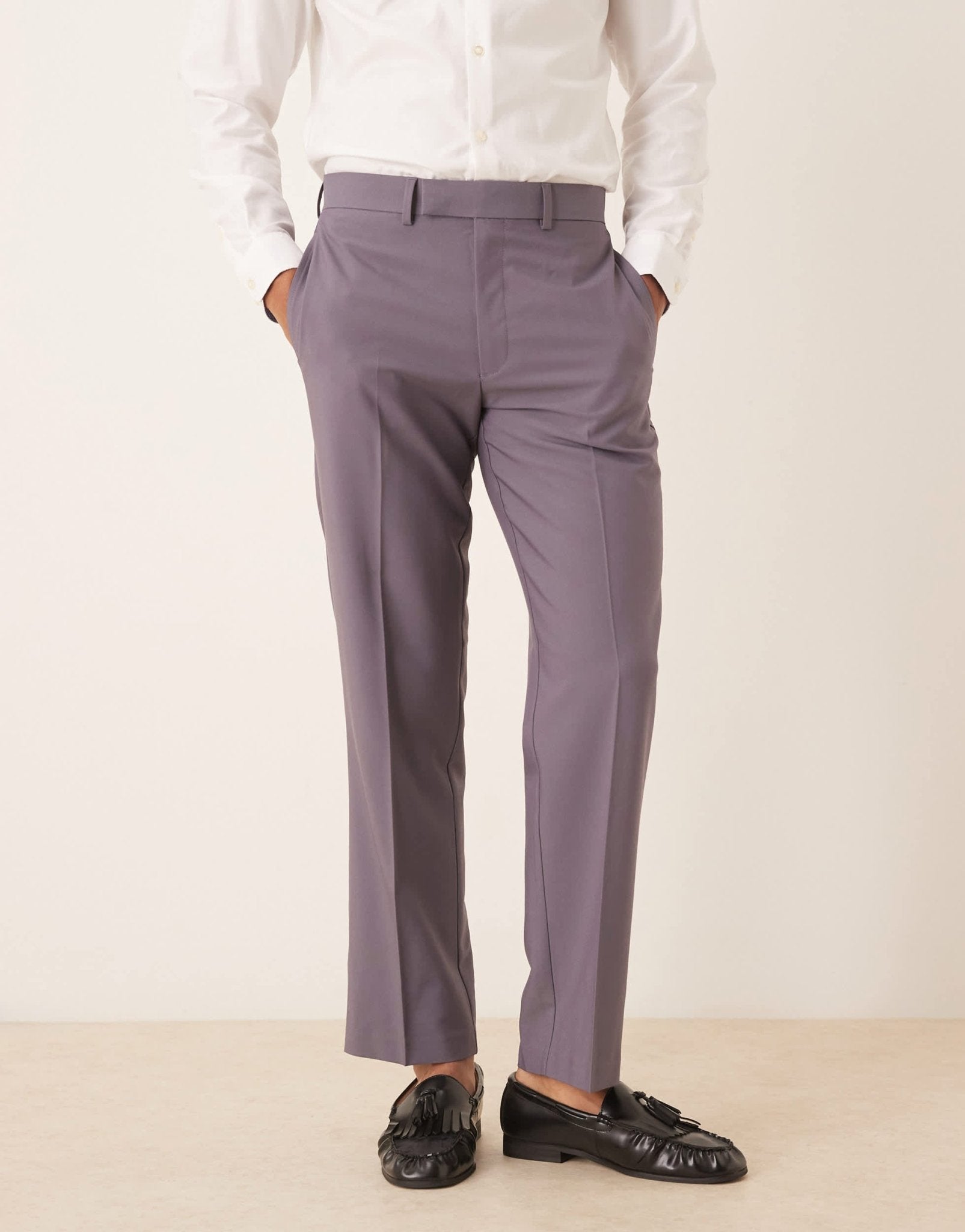 ASOS DESIGN straight leg suit trousers in purple - ASOS Sample Sale