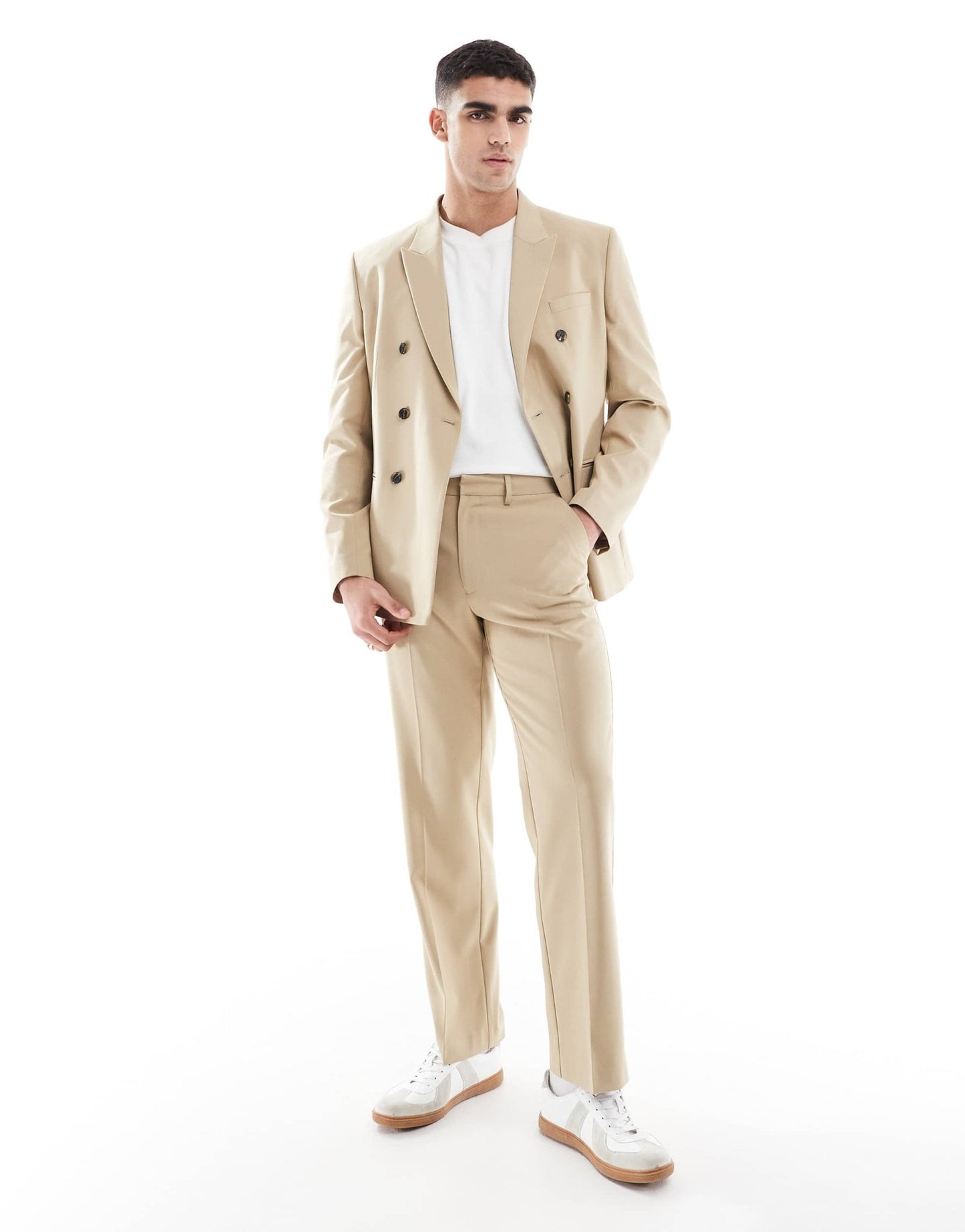 ASOS DESIGN straight leg suit trousers in stone - ASOS Sample Sale