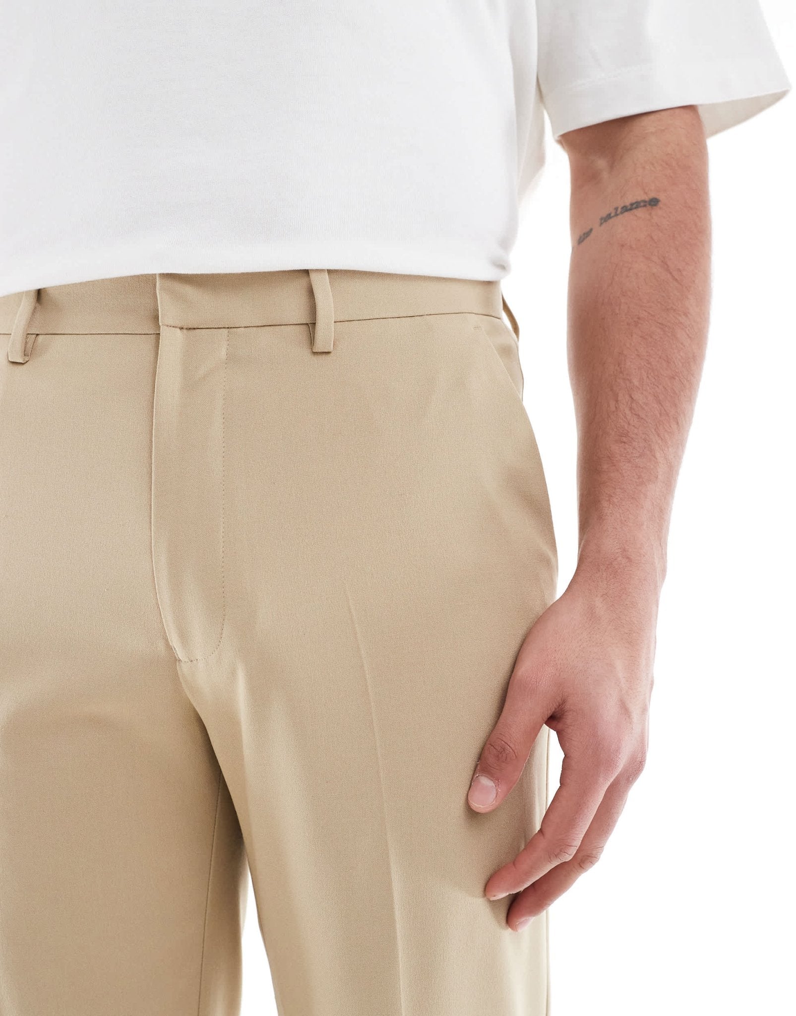 ASOS DESIGN straight leg suit trousers in stone - ASOS Sample Sale