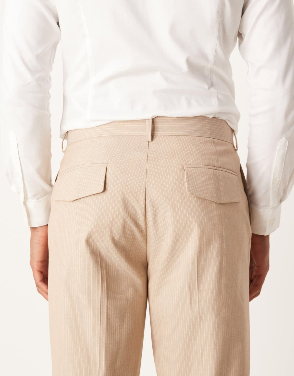 ASOS DESIGN straight leg suit trousers in stone marl pinstripe - ASOS Sample Sale