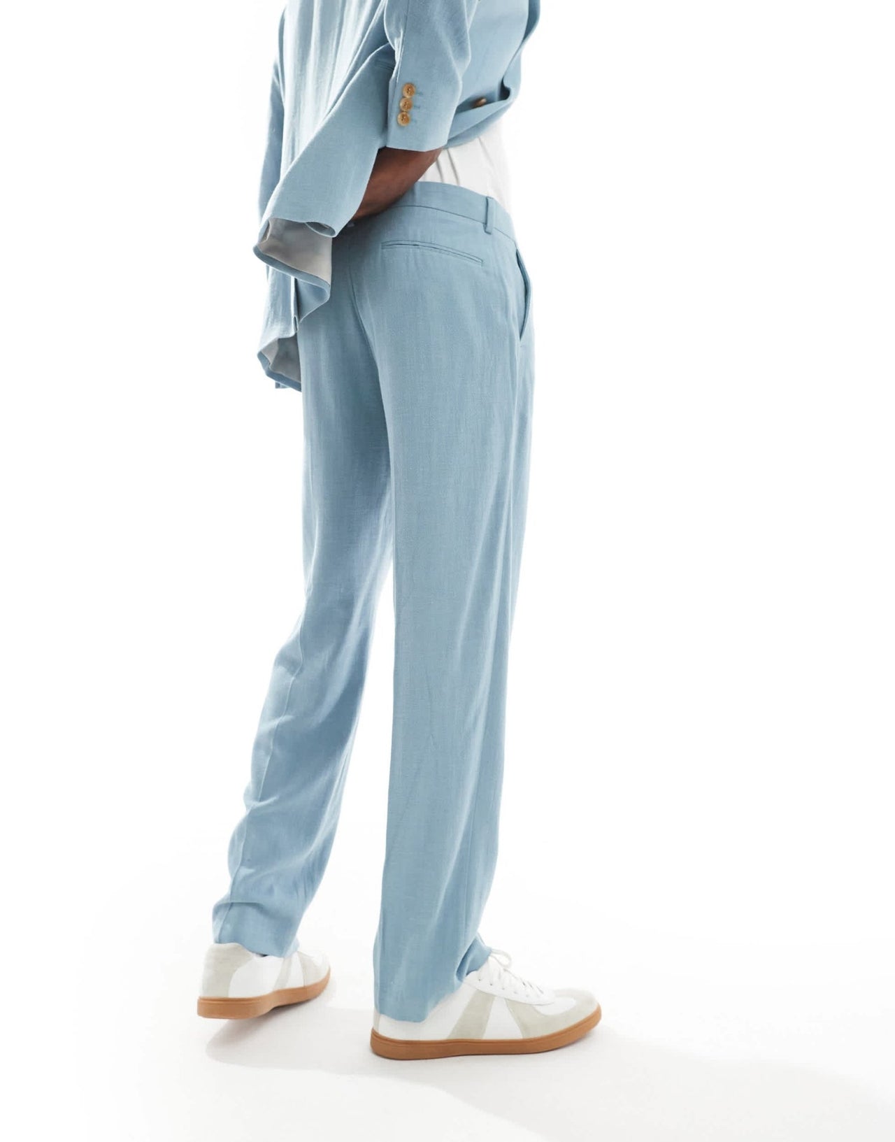 ASOS DESIGN straight leg summer suit trousers in light blue slub - ASOS Sample Sale