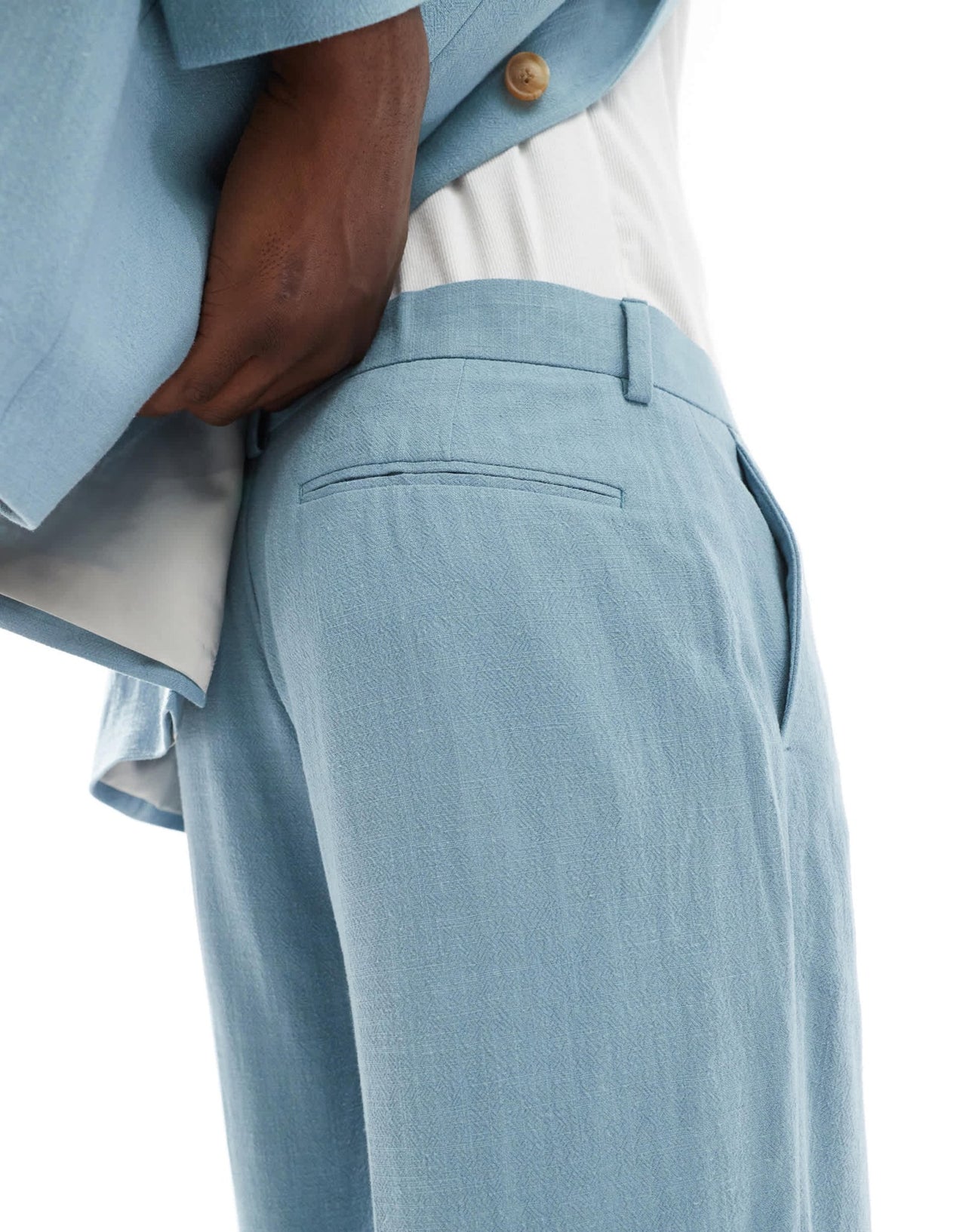 ASOS DESIGN straight leg summer suit trousers in light blue slub - ASOS Sample Sale