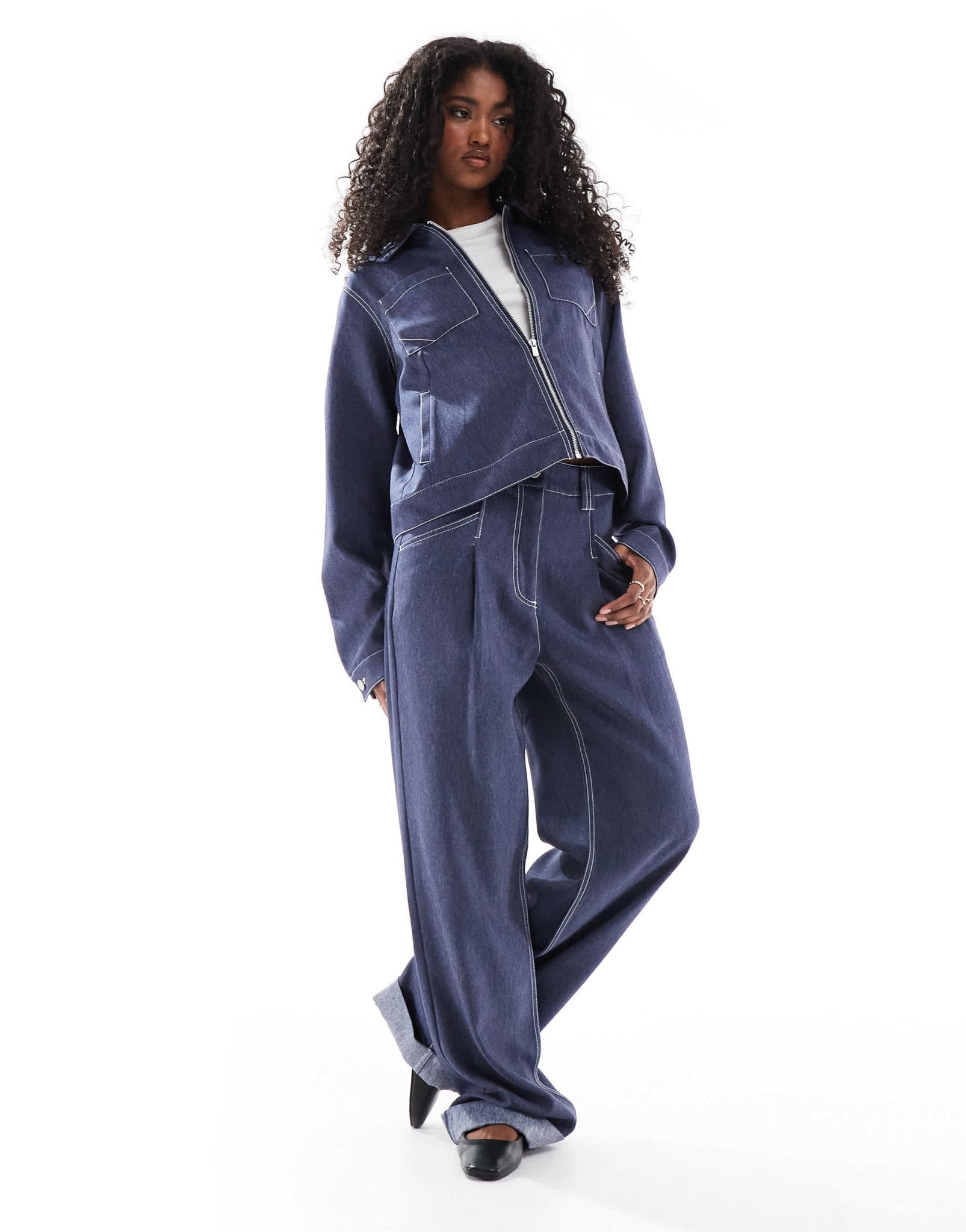 ASOS DESIGN straight leg trousers co-ord in denim look - ASOS Sample Sale