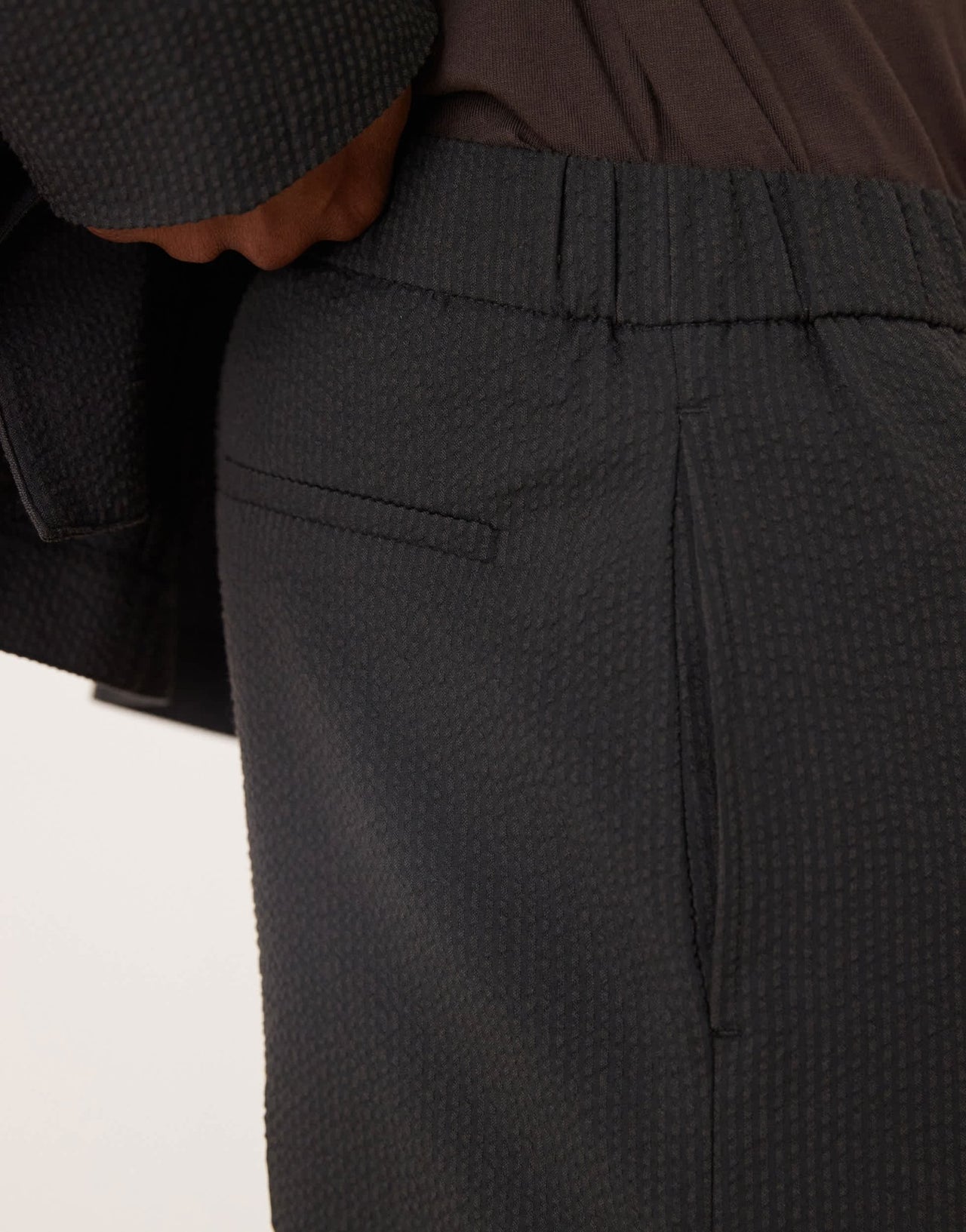 ASOS DESIGN straight suit trousers in black seersucker fabric - ASOS Sample Sale