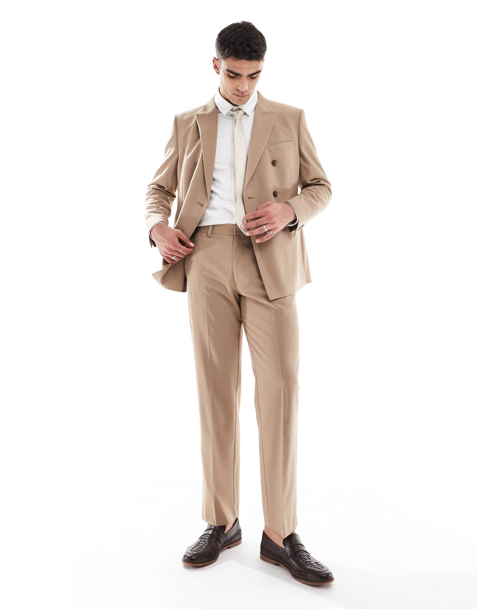 ASOS DESIGN straight suit trousers in brown - ASOS Sample Sale