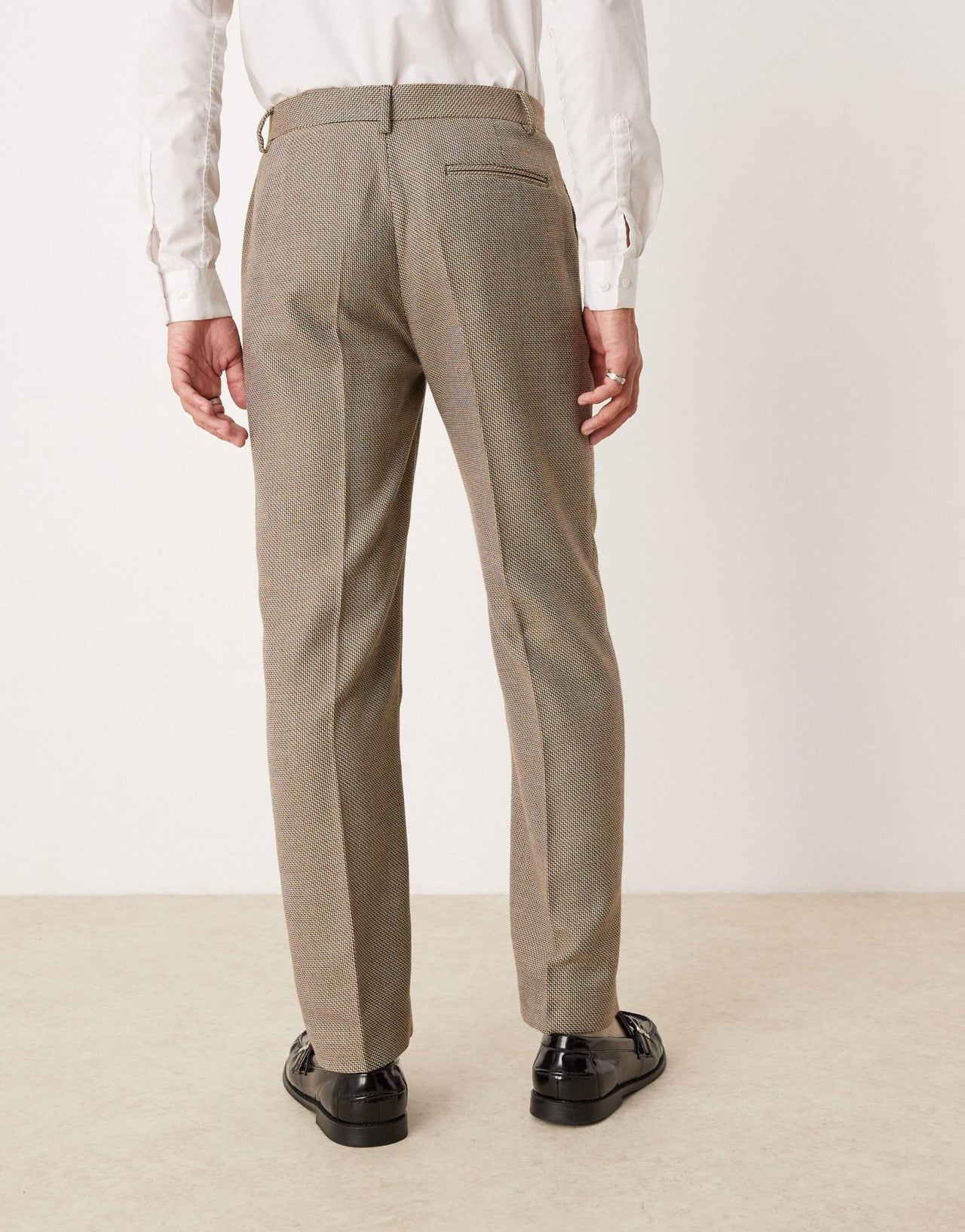 ASOS DESIGN straight suit trousers in brown basketweave - ASOS Sample Sale