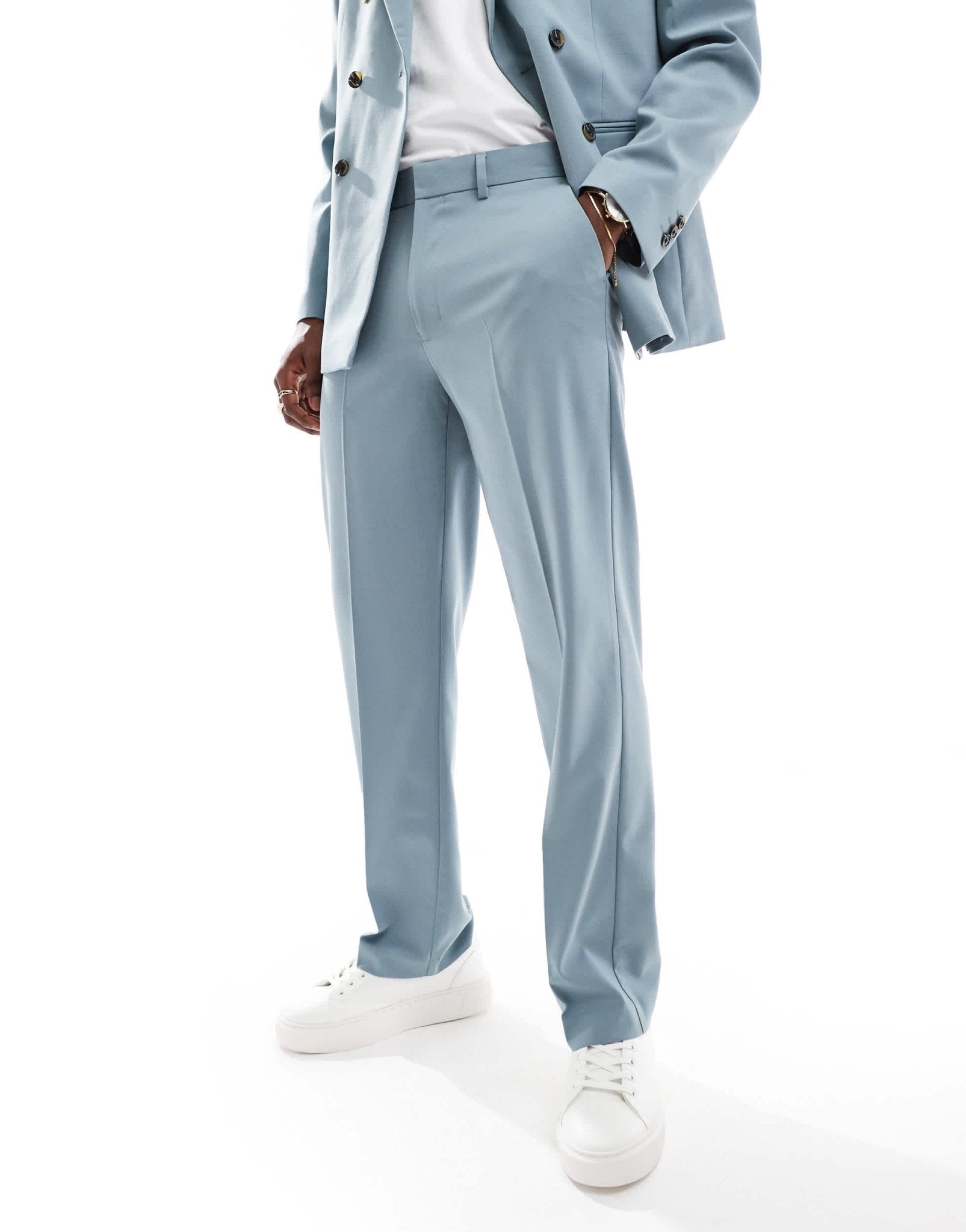ASOS DESIGN straight suit trousers in light blue - ASOS Sample Sale