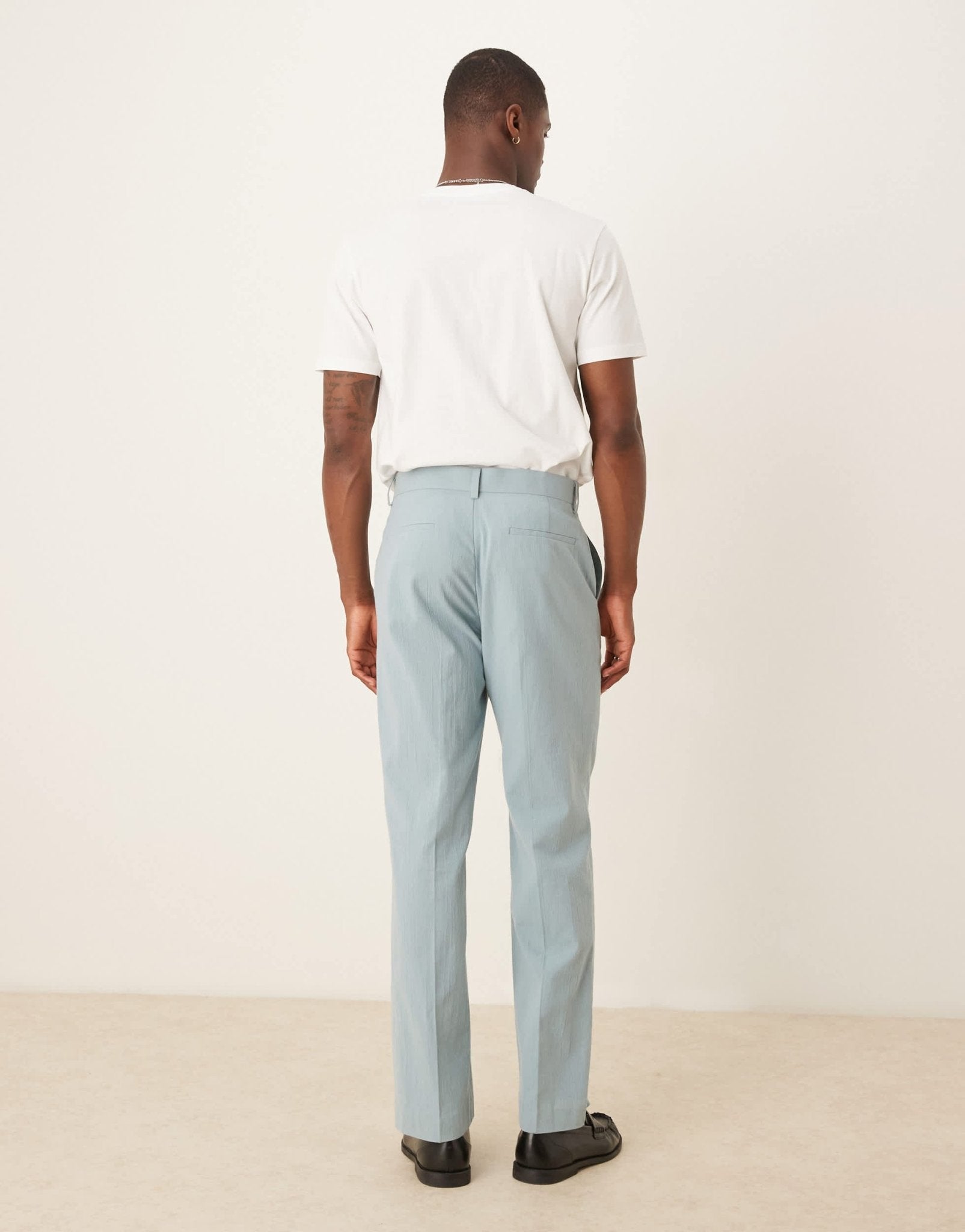 ASOS DESIGN straight suit trousers in light blue crinkle texture - ASOS Sample Sale