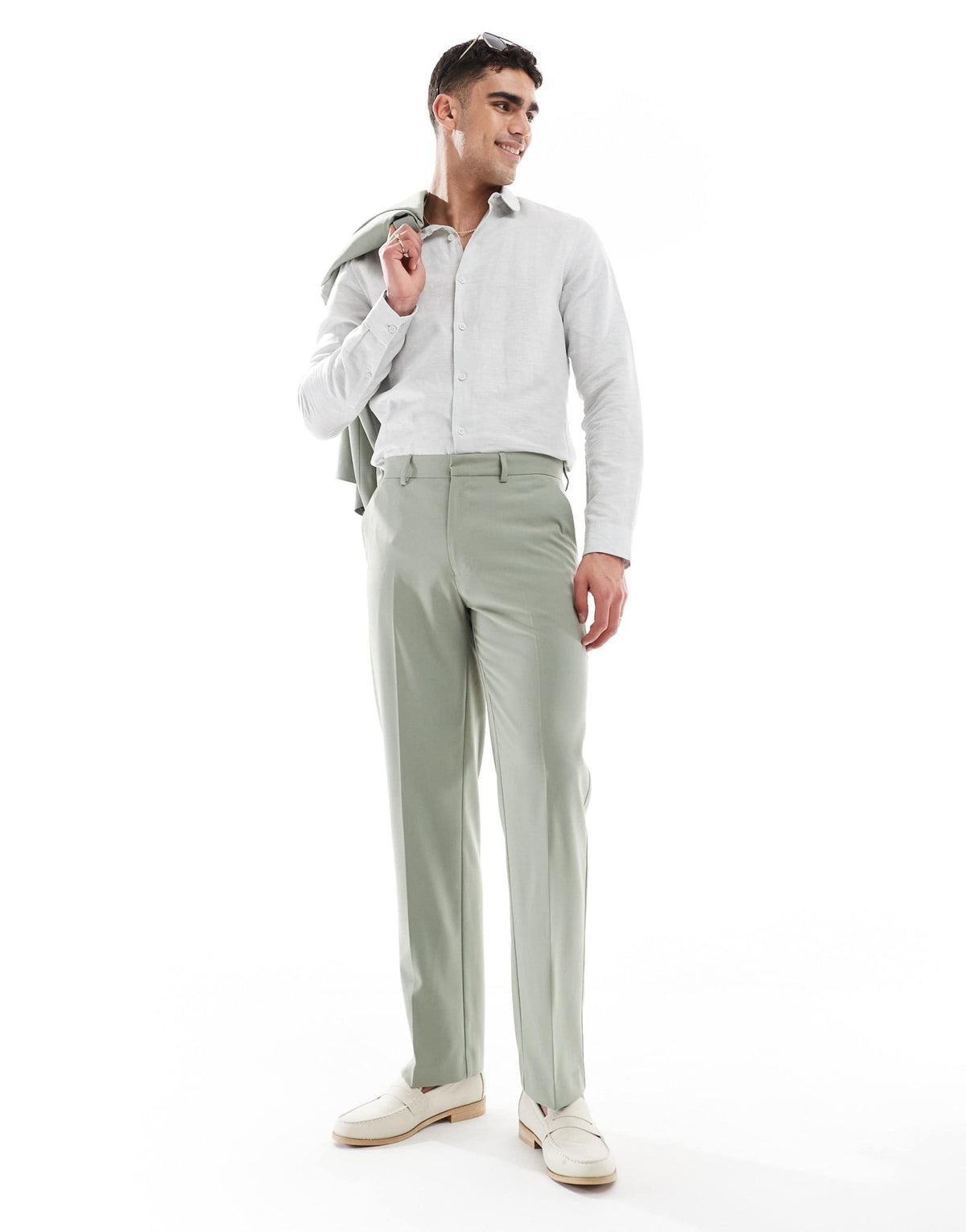 ASOS DESIGN straight suit trousers in sage green - ASOS Sample Sale
