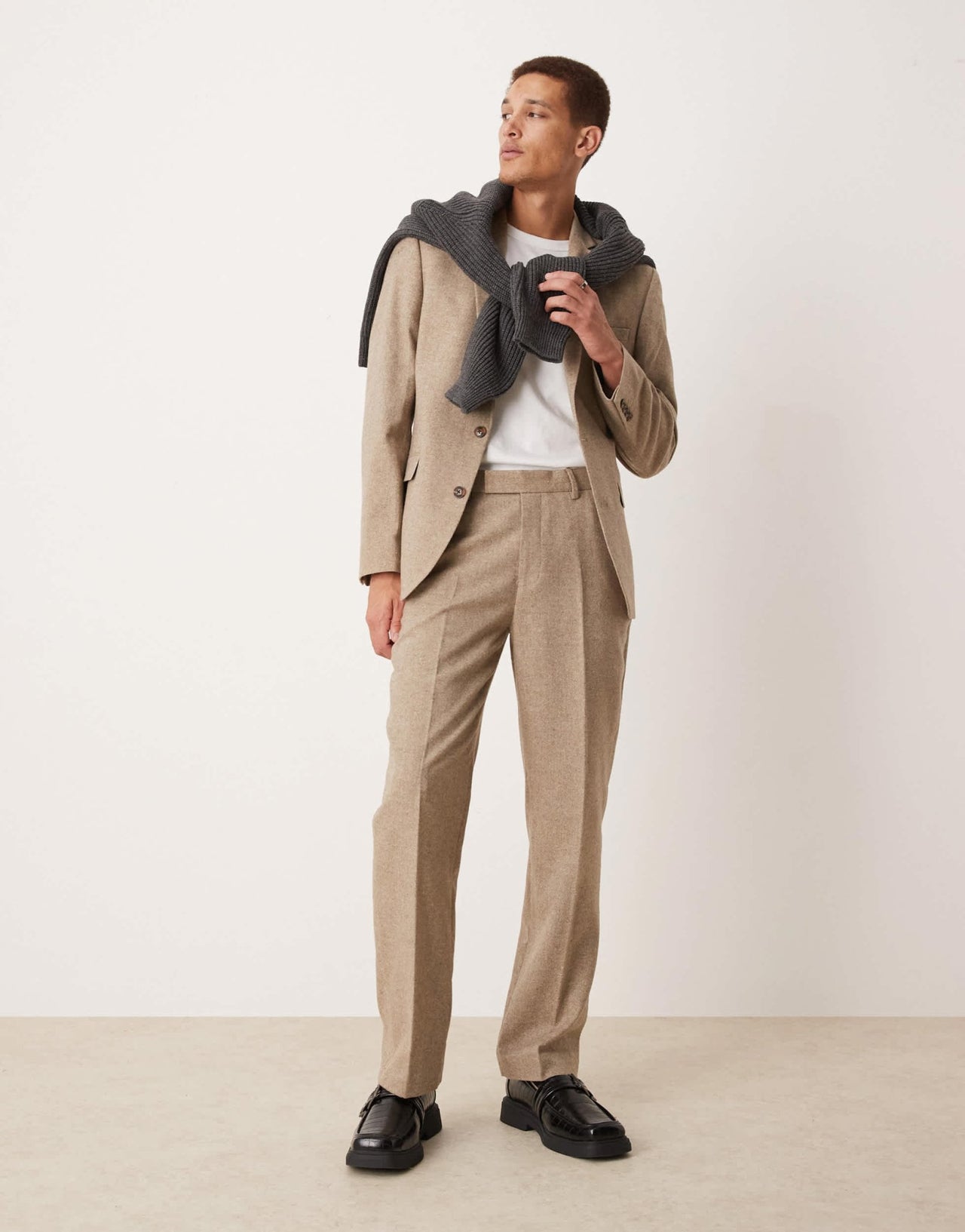 ASOS DESIGN straight suit trousers with wool in stone - ASOS Sample Sale