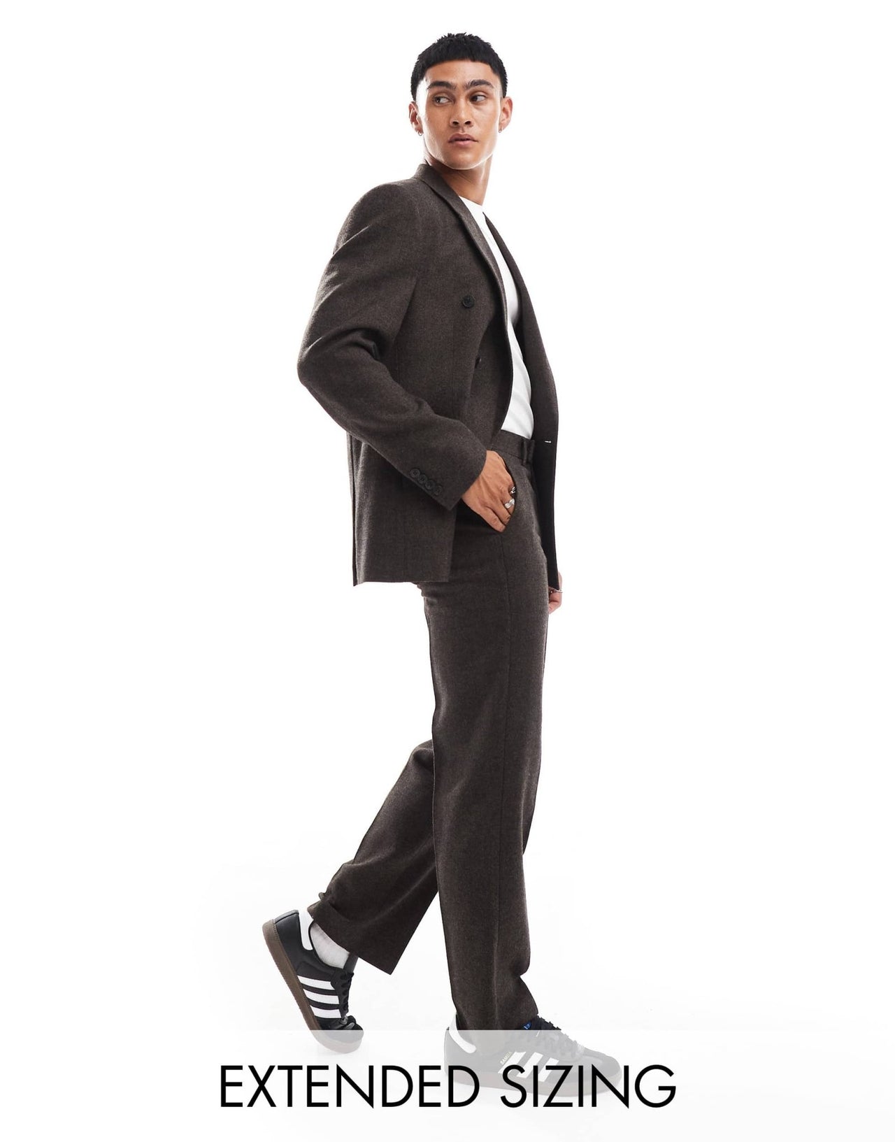ASOS DESIGN straight wool blend suit trousers in brown herringbone - ASOS Sample Sale