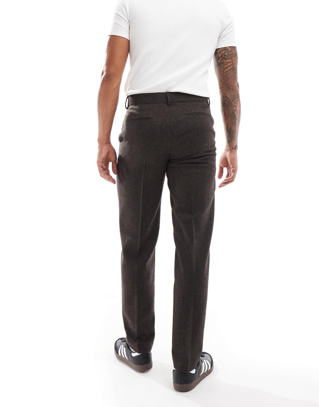 ASOS DESIGN straight wool blend suit trousers in brown herringbone - ASOS Sample Sale
