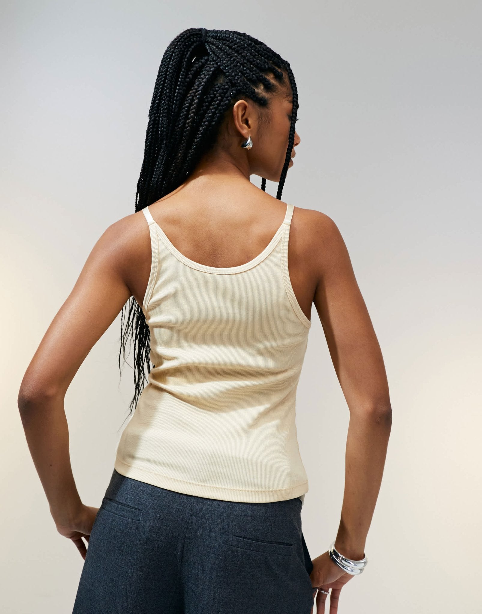 ASOS DESIGN strap detail scoop neck vest in buttermilk - ASOS Sample Sale