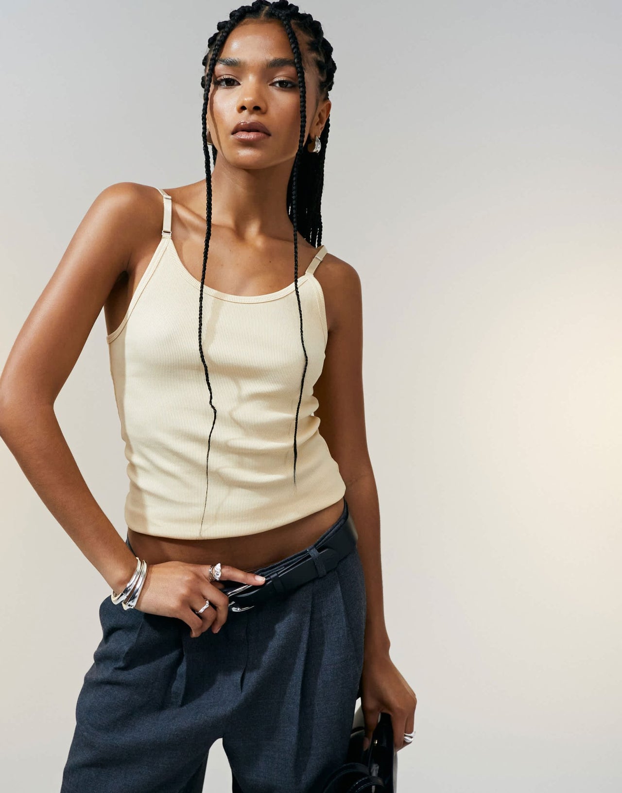 ASOS DESIGN strap detail scoop neck vest in buttermilk - ASOS Sample Sale