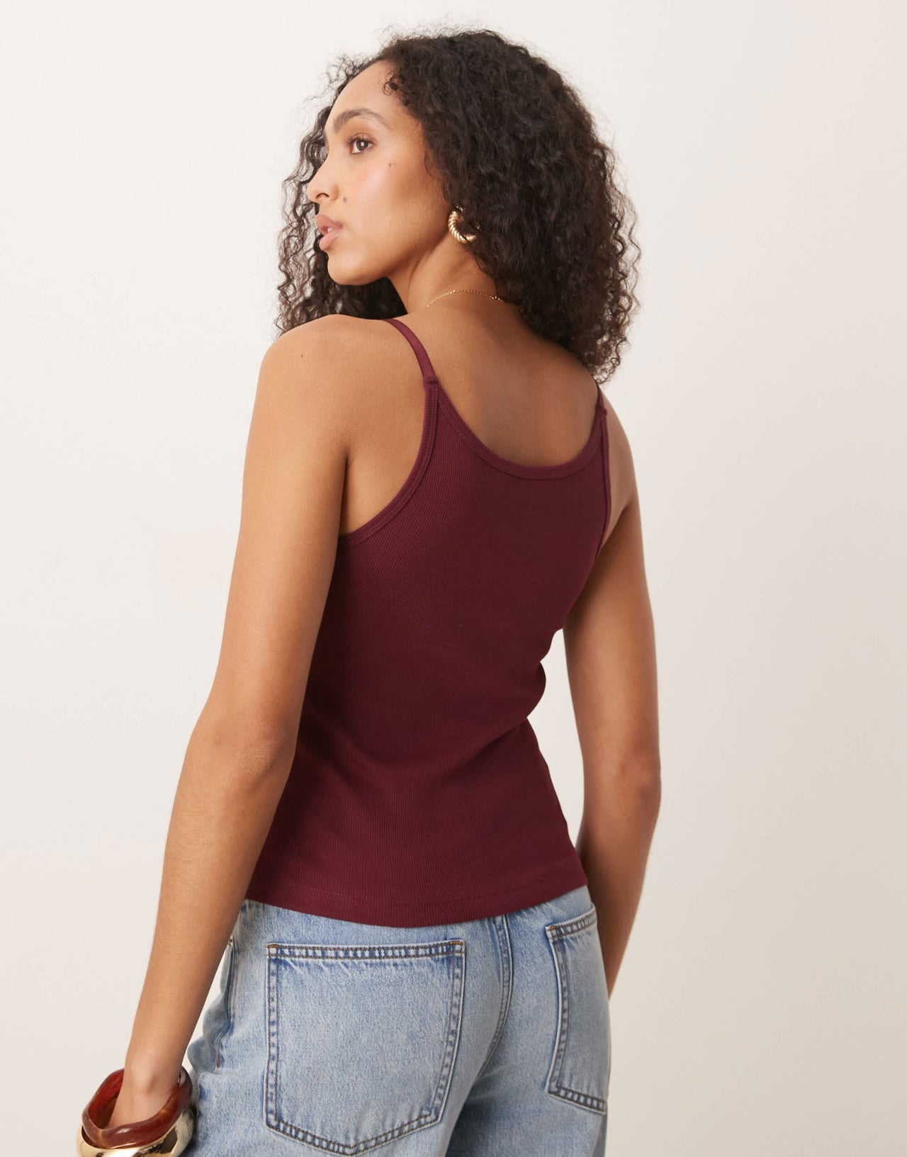 ASOS DESIGN strap detail scoop neck vest in dark cherry - ASOS Sample Sale