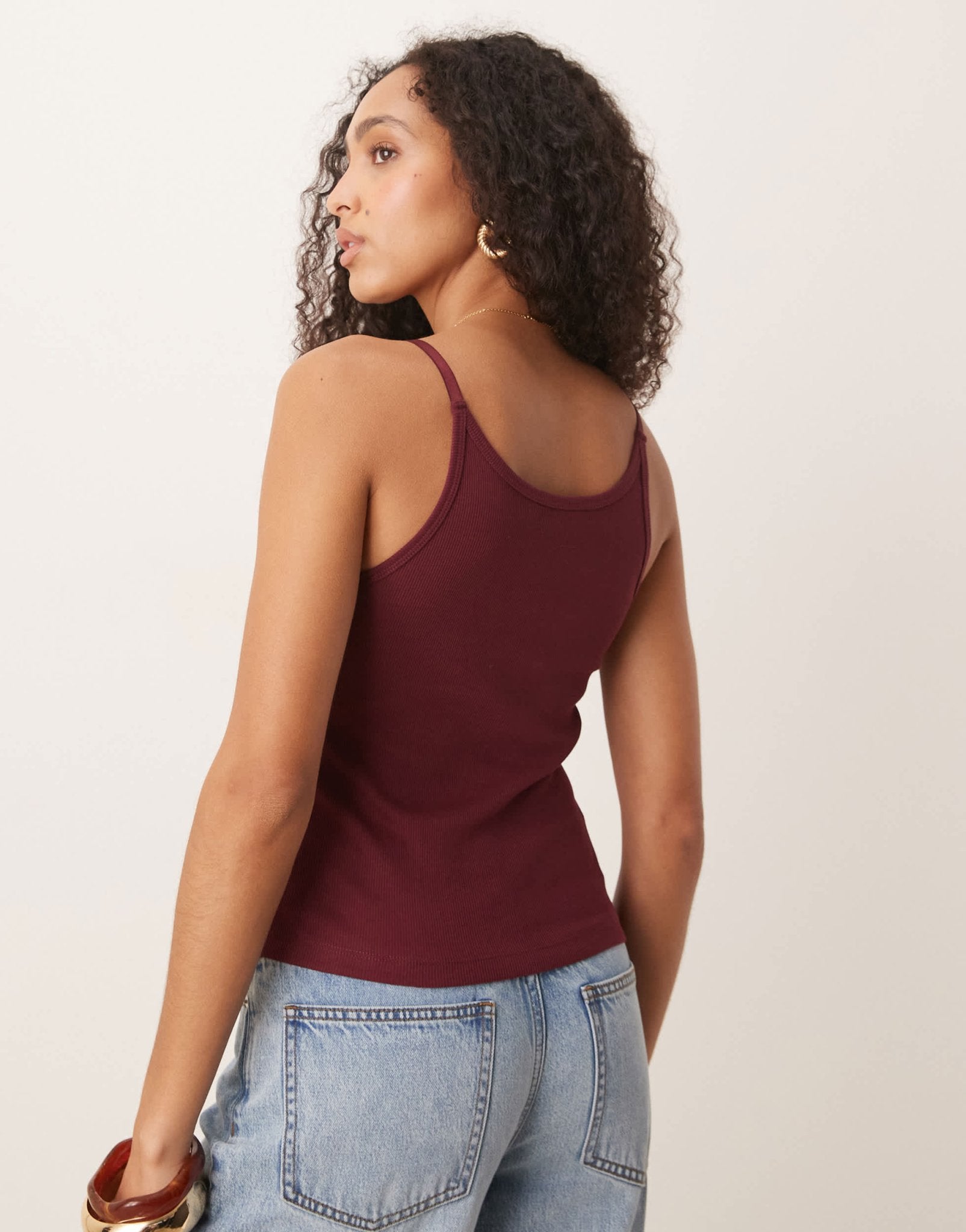 ASOS DESIGN strap detail scoop neck vest in dark cherry - ASOS Sample Sale