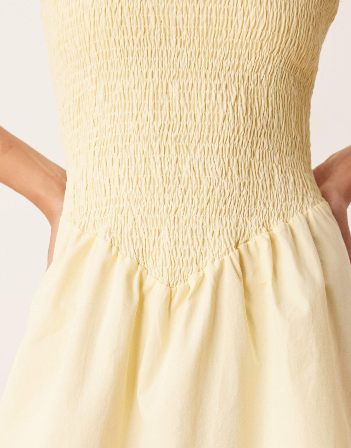 ASOS DESIGN strappy shirred mini sundress in buttermilk - ASOS Sample Sale
