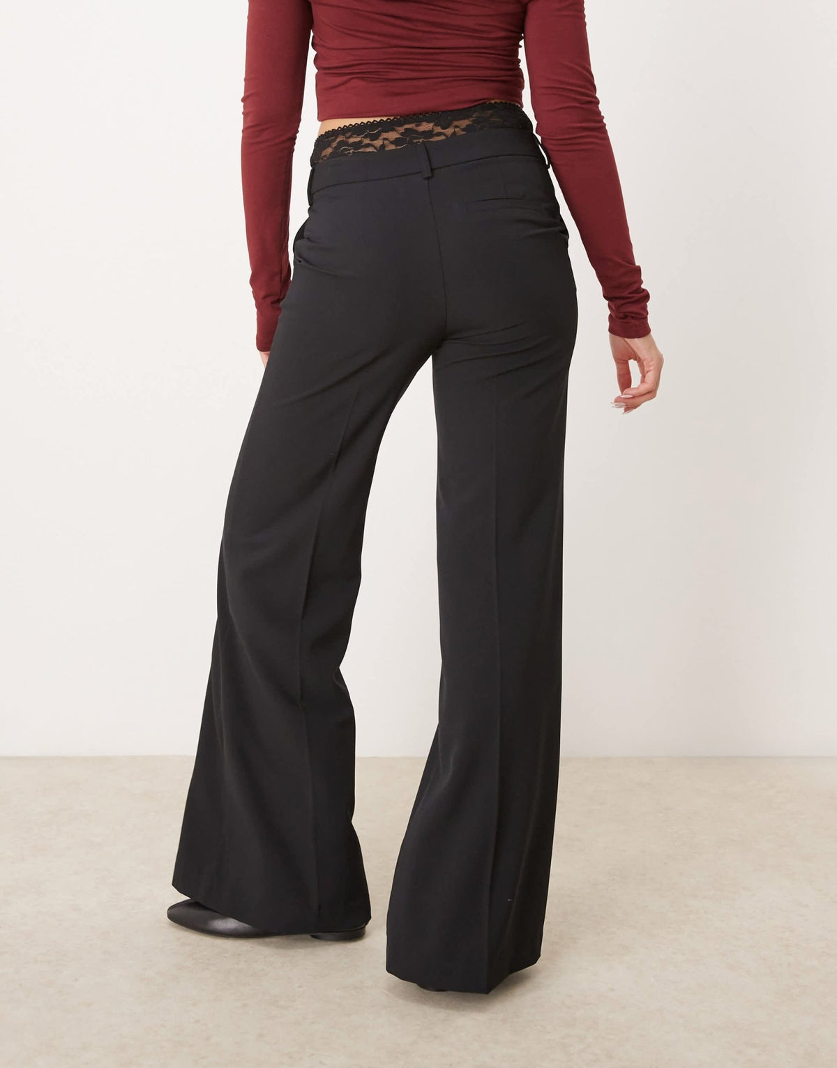 ASOS DESIGN stretch hipster tailored trousers with lace detail in black - ASOS Sample Sale