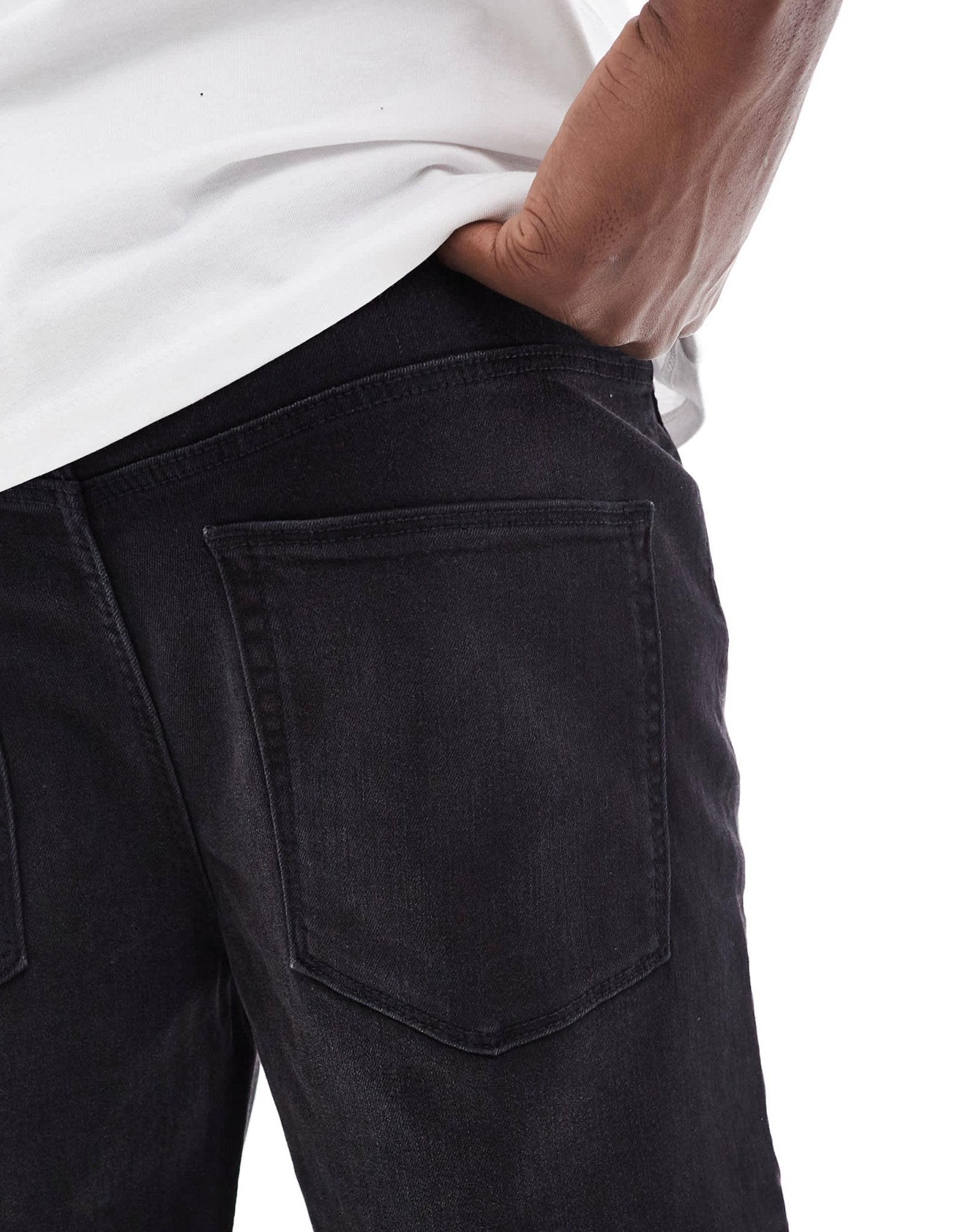 ASOS DESIGN stretch slim regular length denim shorts in washed black - ASOS Sample Sale
