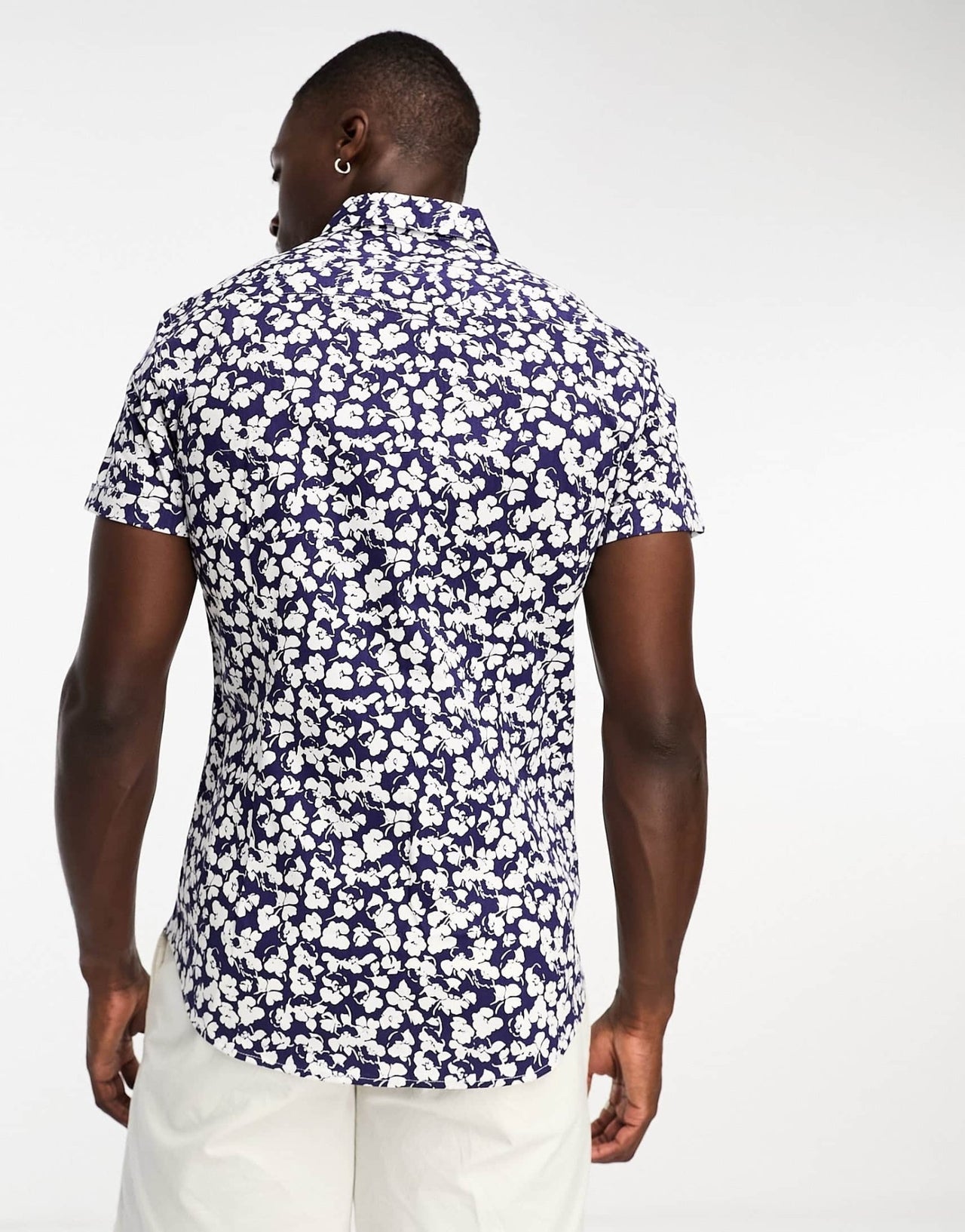 ASOS DESIGN stretch slim shirt in navy ditsy floral - ASOS Sample Sale