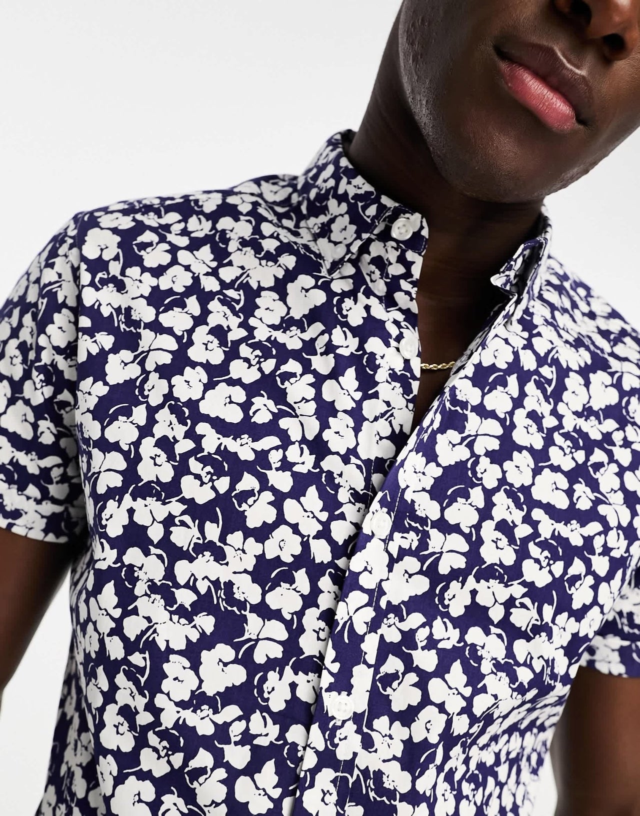 ASOS DESIGN stretch slim shirt in navy ditsy floral - ASOS Sample Sale
