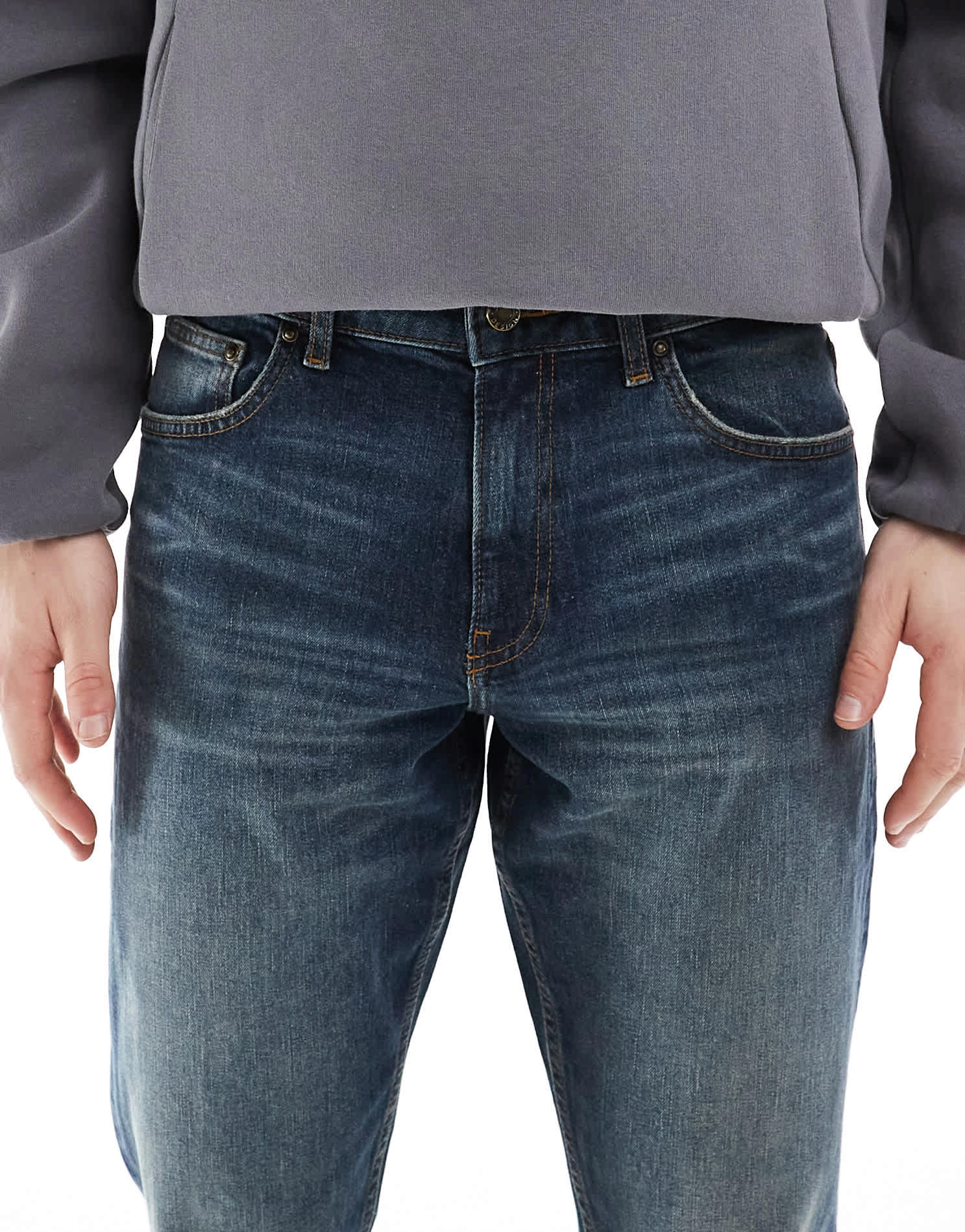ASOS DESIGN stretch tapered in mid wash blue - ASOS Sample Sale