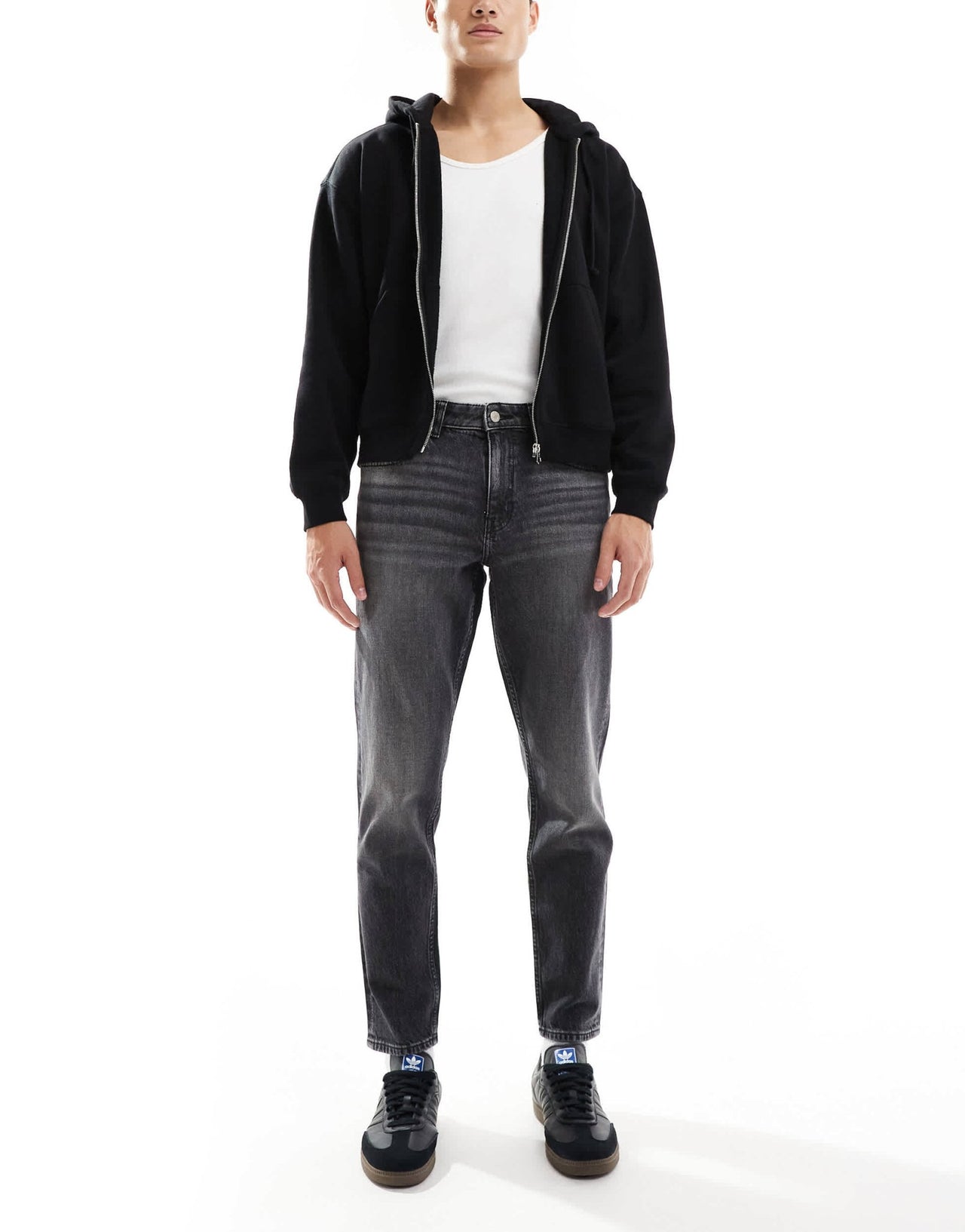 ASOS DESIGN stretch tapered jeans with vintage tint in washed black - ASOS Sample Sale