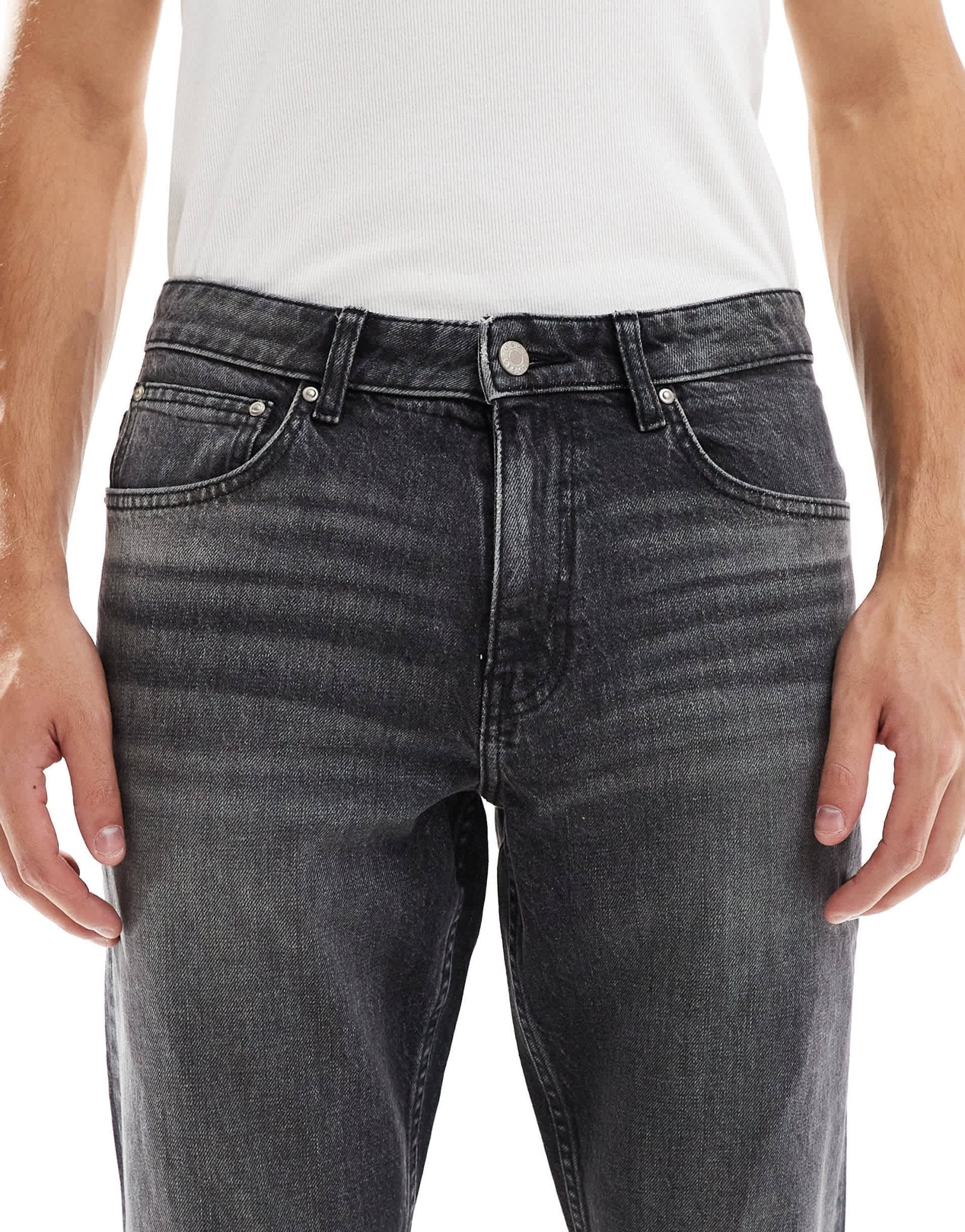 ASOS DESIGN stretch tapered jeans with vintage tint in washed black - ASOS Sample Sale