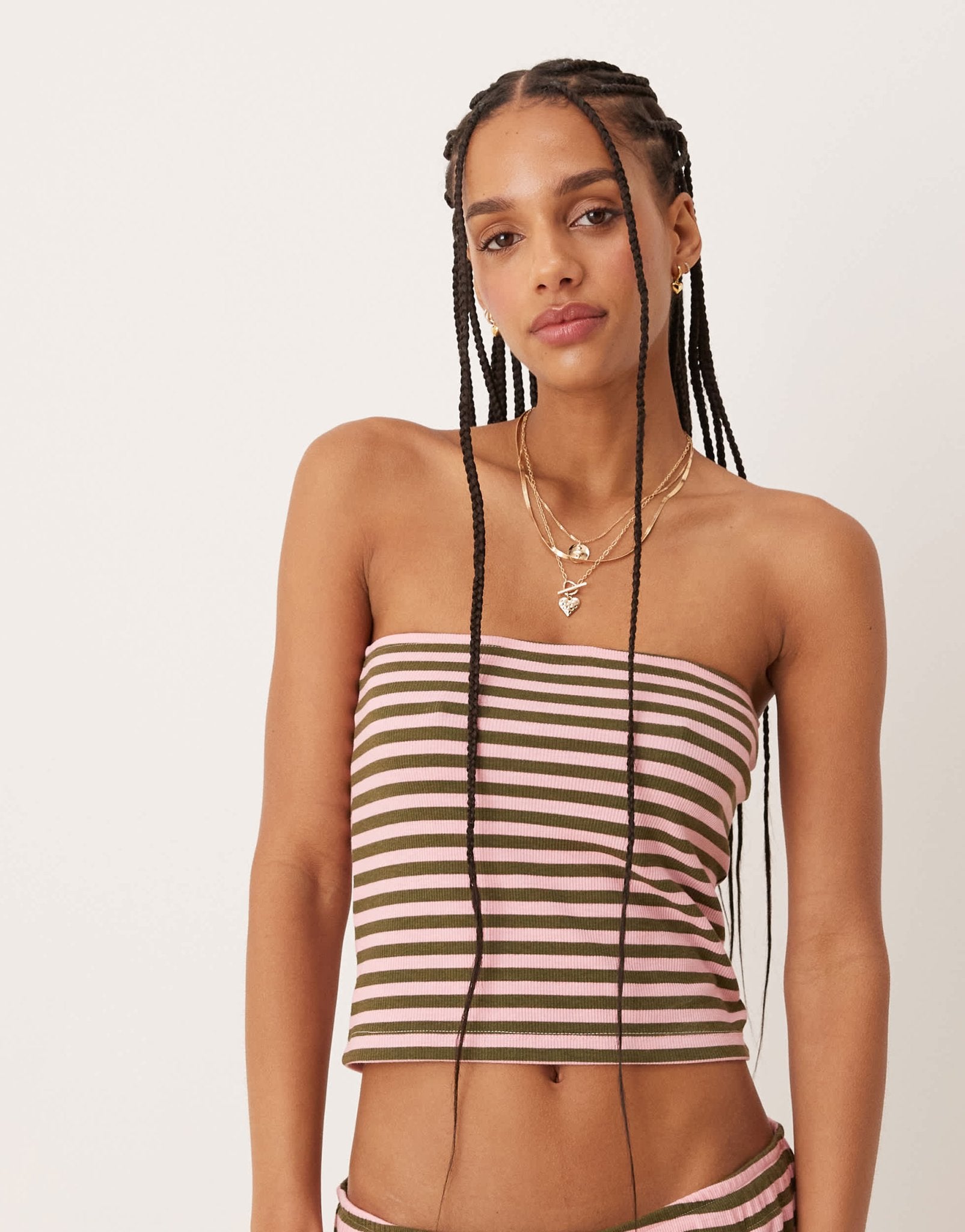 ASOS DESIGN stripe co-ord bandeau in green and pink stripe - ASOS Sample Sale