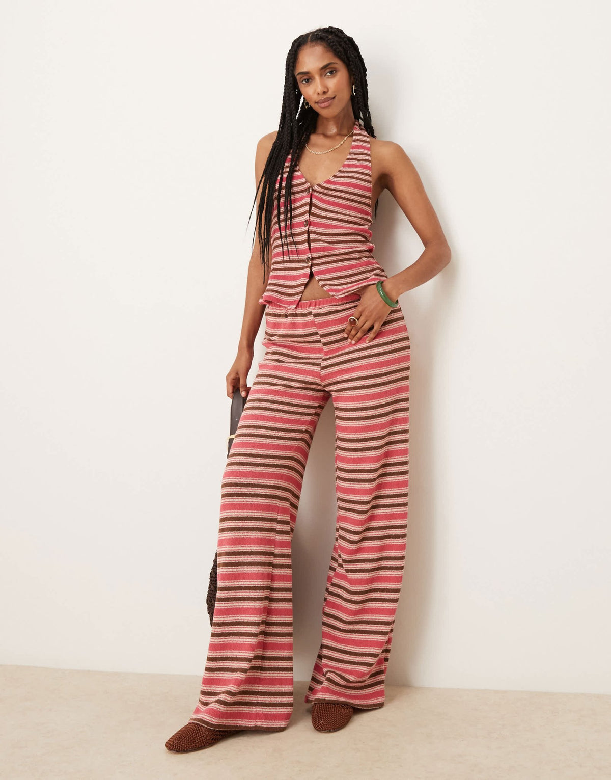 ASOS DESIGN stripe halter neck waistcoat co-ord in stripe - ASOS Sample Sale