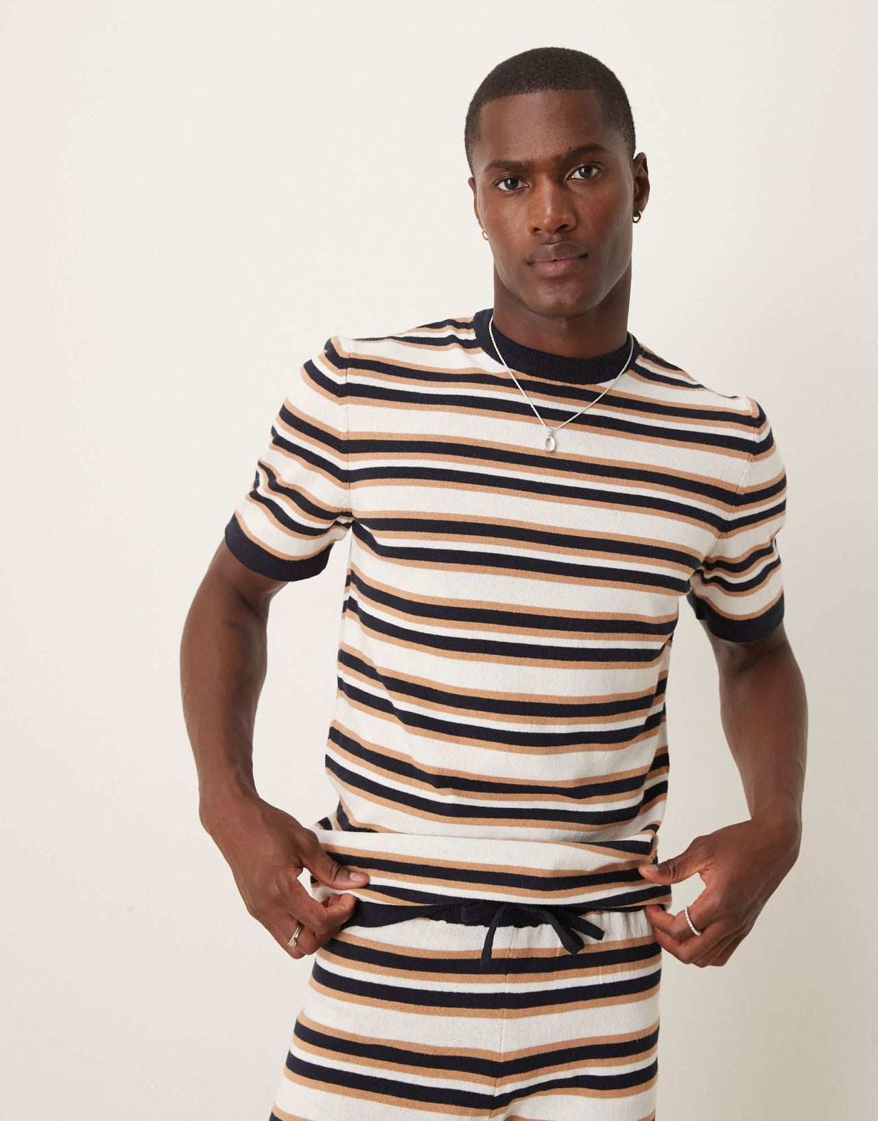 ASOS DESIGN stripe knitted t-shirt co-ord - ASOS Sample Sale
