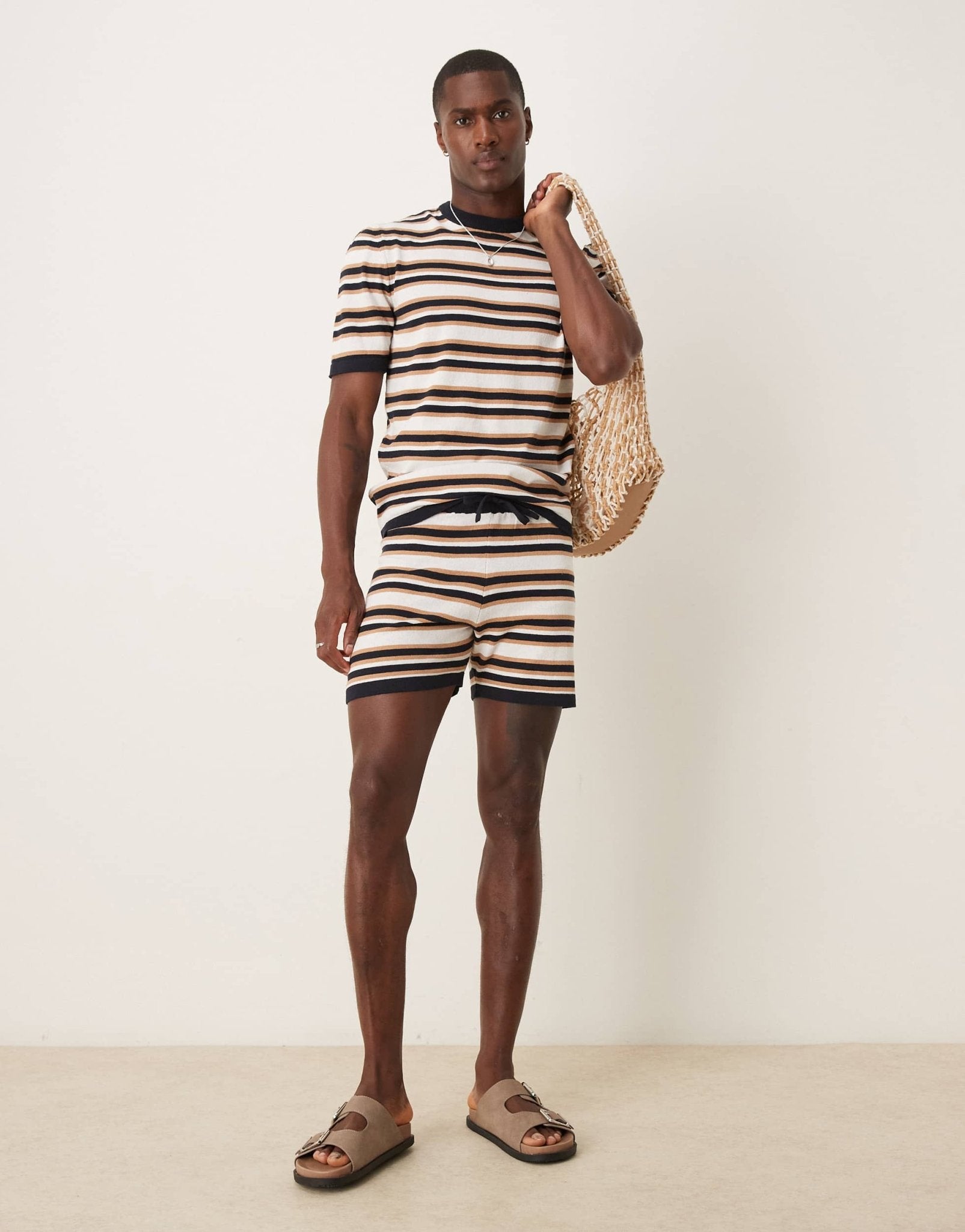 ASOS DESIGN stripe knitted t-shirt co-ord - ASOS Sample Sale