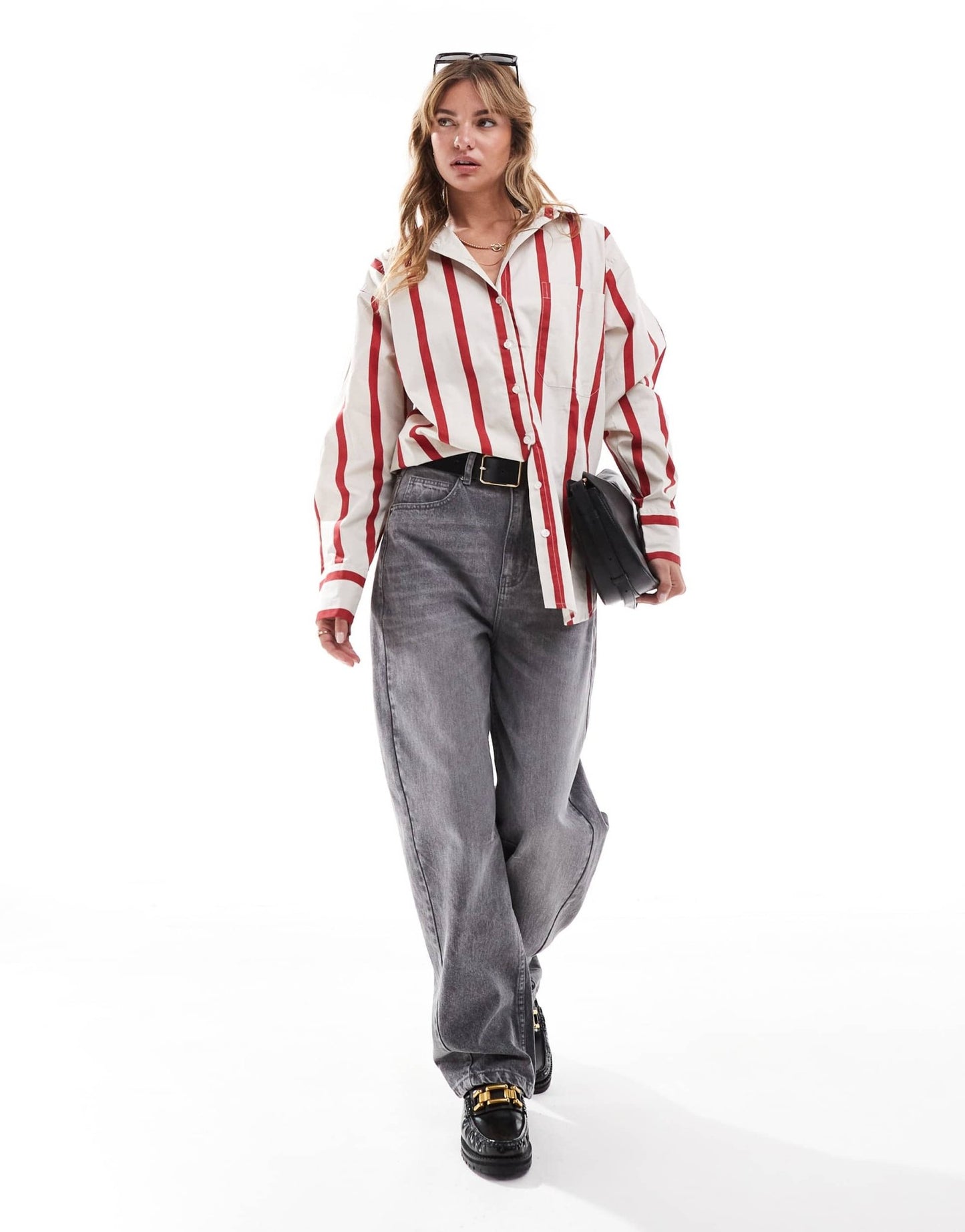 ASOS DESIGN stripe oversized shirt in cream and red - ASOS Sample Sale