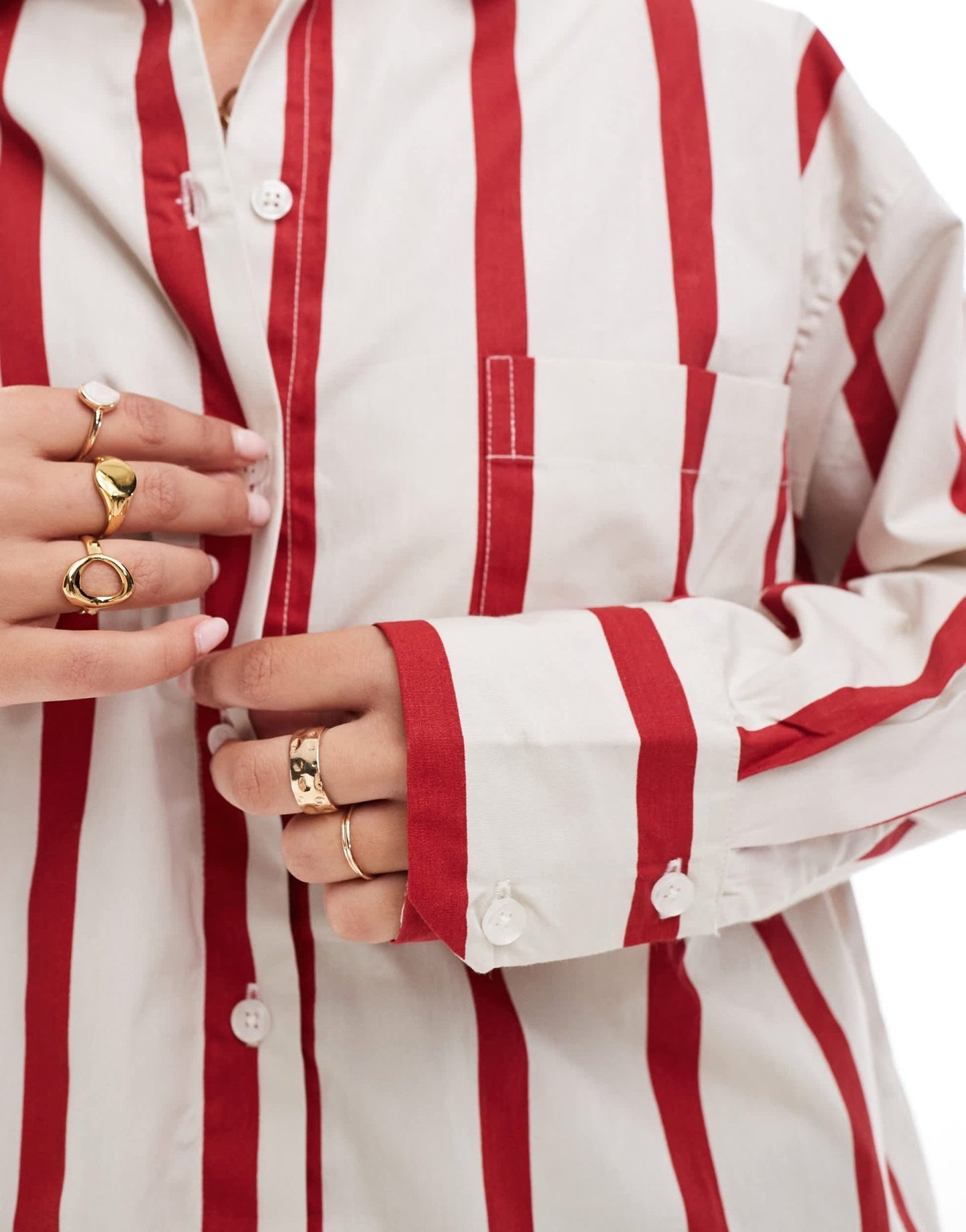 ASOS DESIGN stripe oversized shirt in cream and red - ASOS Sample Sale