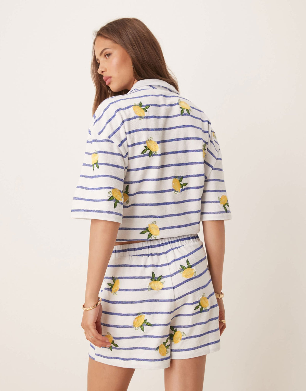 ASOS DESIGN stripe shorts with lemon embroidery - ASOS Sample Sale