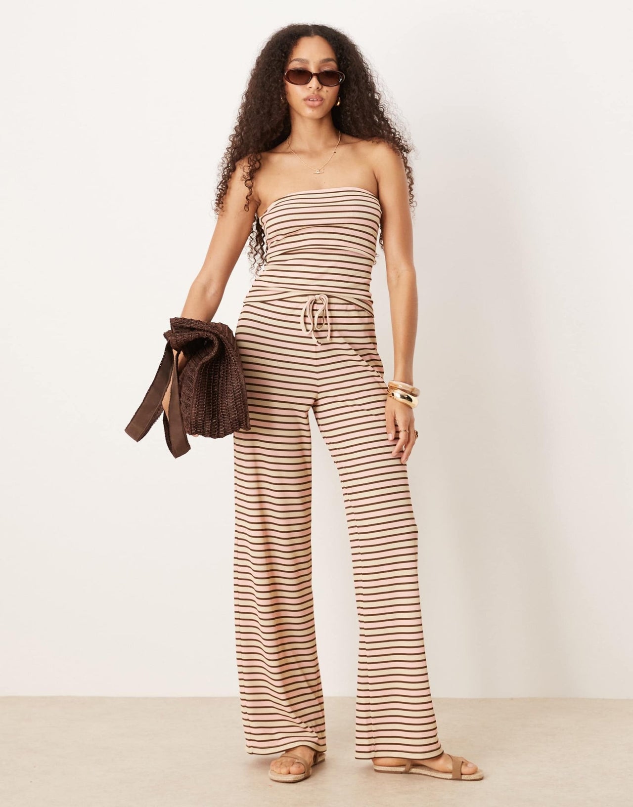 ASOS DESIGN stripe wide leg trousers co ord in cream - ASOS Sample Sale