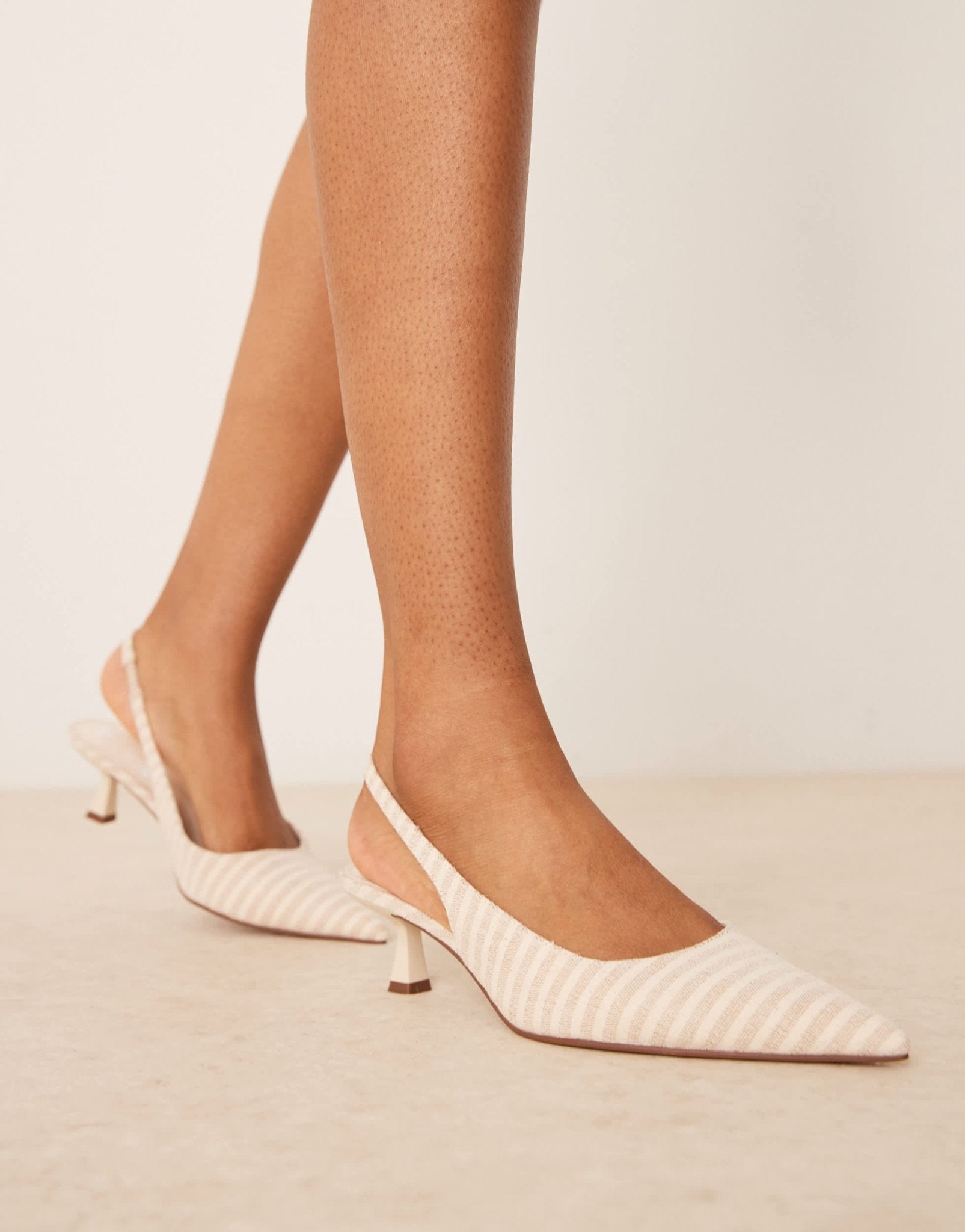 ASOS DESIGN Stroll slingback mid heeled shoes in natural stripe - ASOS Sample Sale