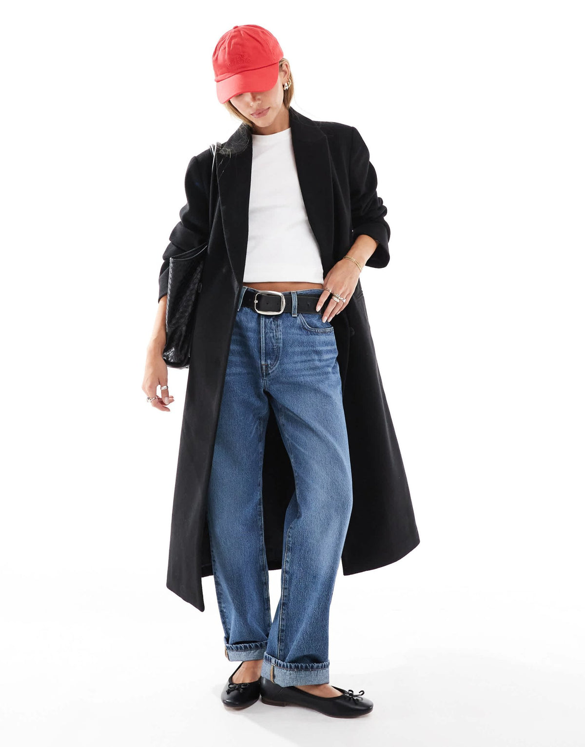 ASOS DESIGN strong shoulder dad coat in black - ASOS Sample Sale