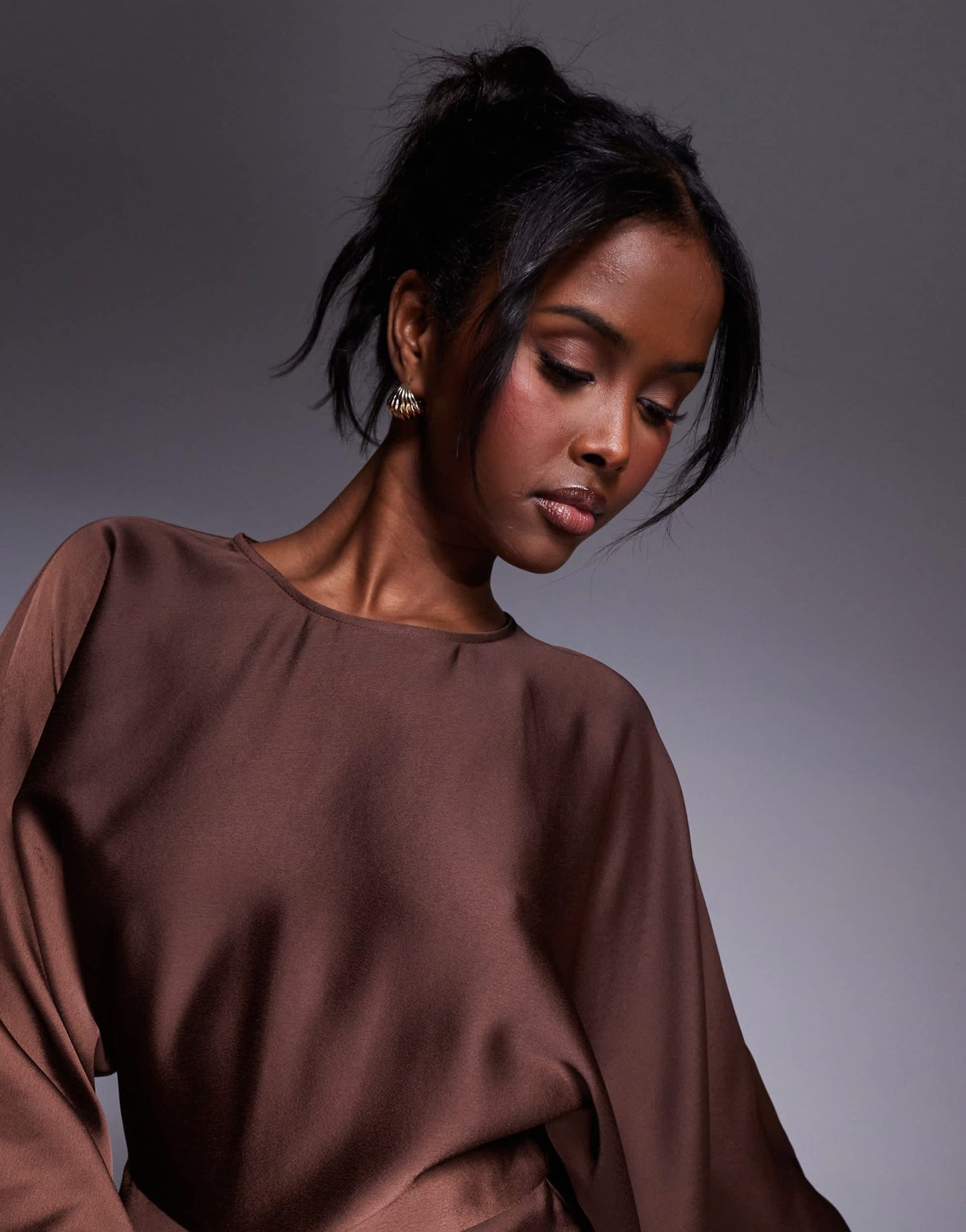 ASOS DESIGN structured batwing playsuit with skort detail in chocolate - ASOS Sample Sale
