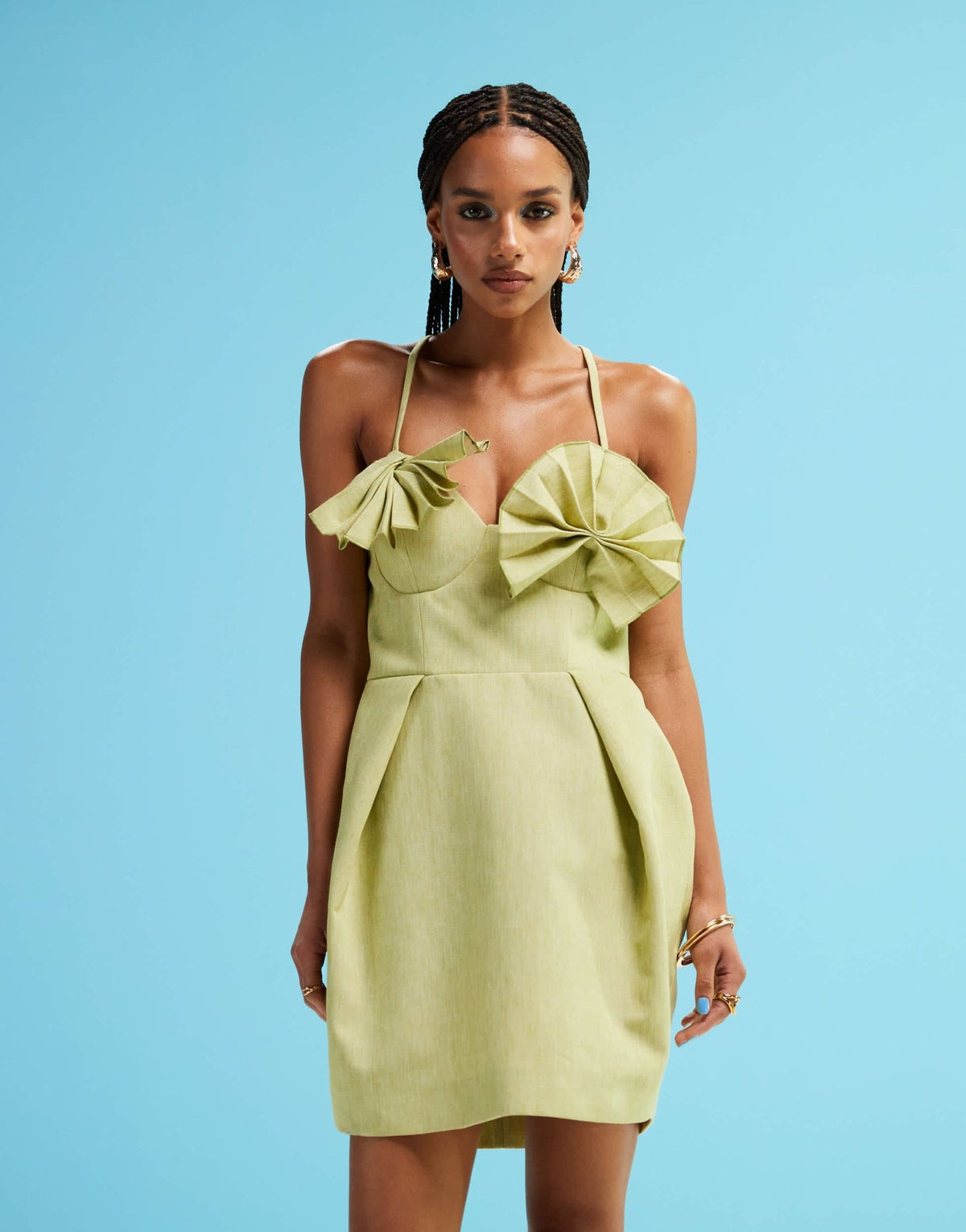 ASOS DESIGN structured fan bust mini dress in light green - ASOS Sample Sale