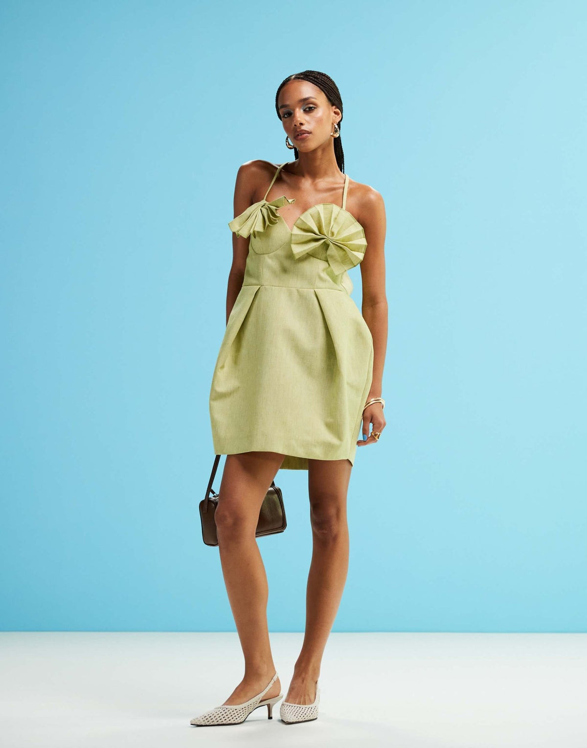 ASOS DESIGN structured fan bust mini dress in light green - ASOS Sample Sale
