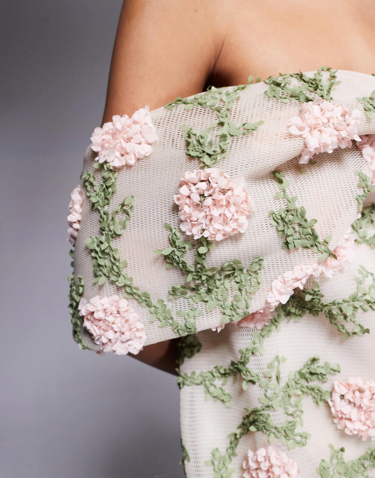 ASOS DESIGN structured floral texture mini dress with faux bardot in cream - ASOS Sample Sale