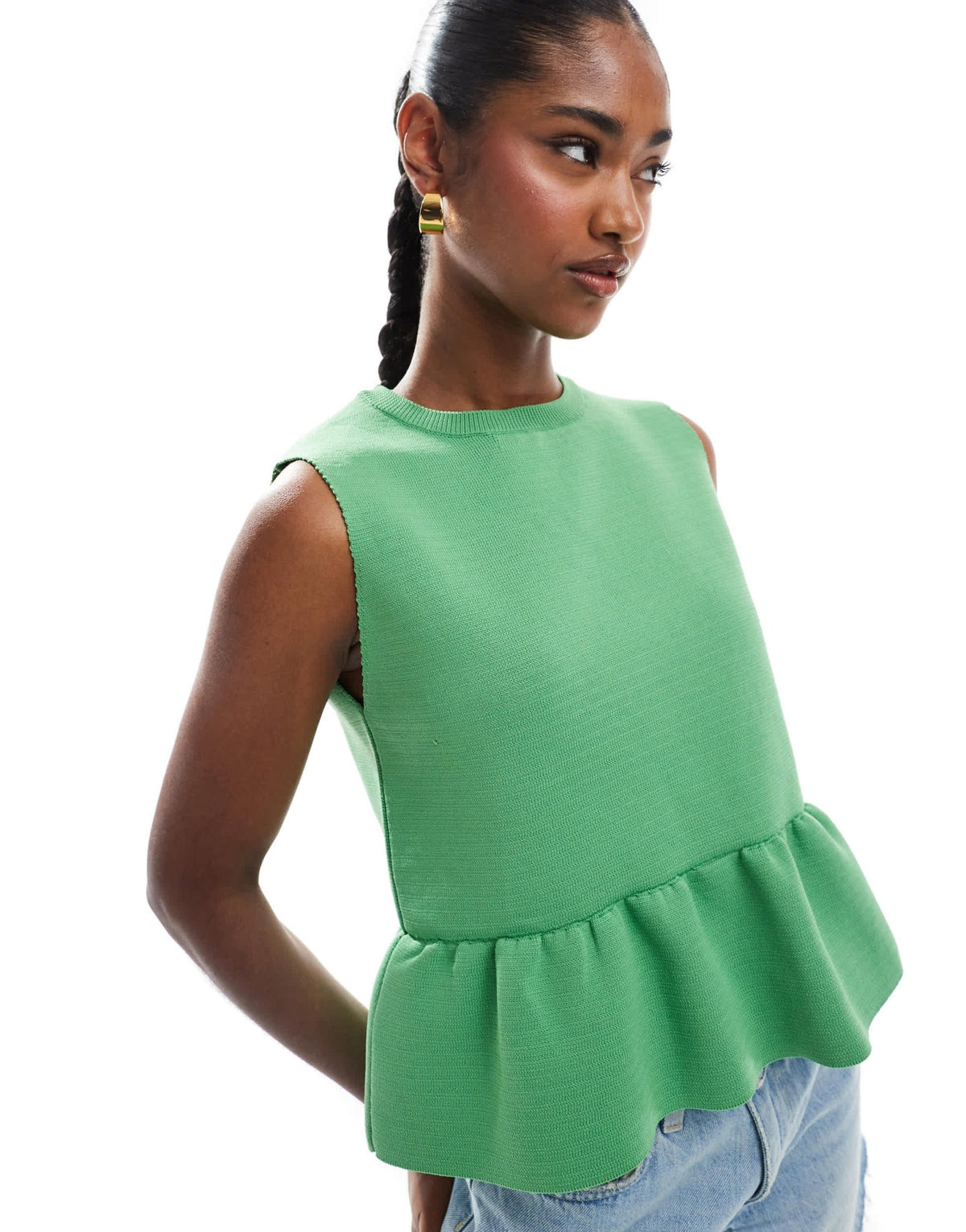 ASOS DESIGN structured hem knitted top in green - ASOS Sample Sale