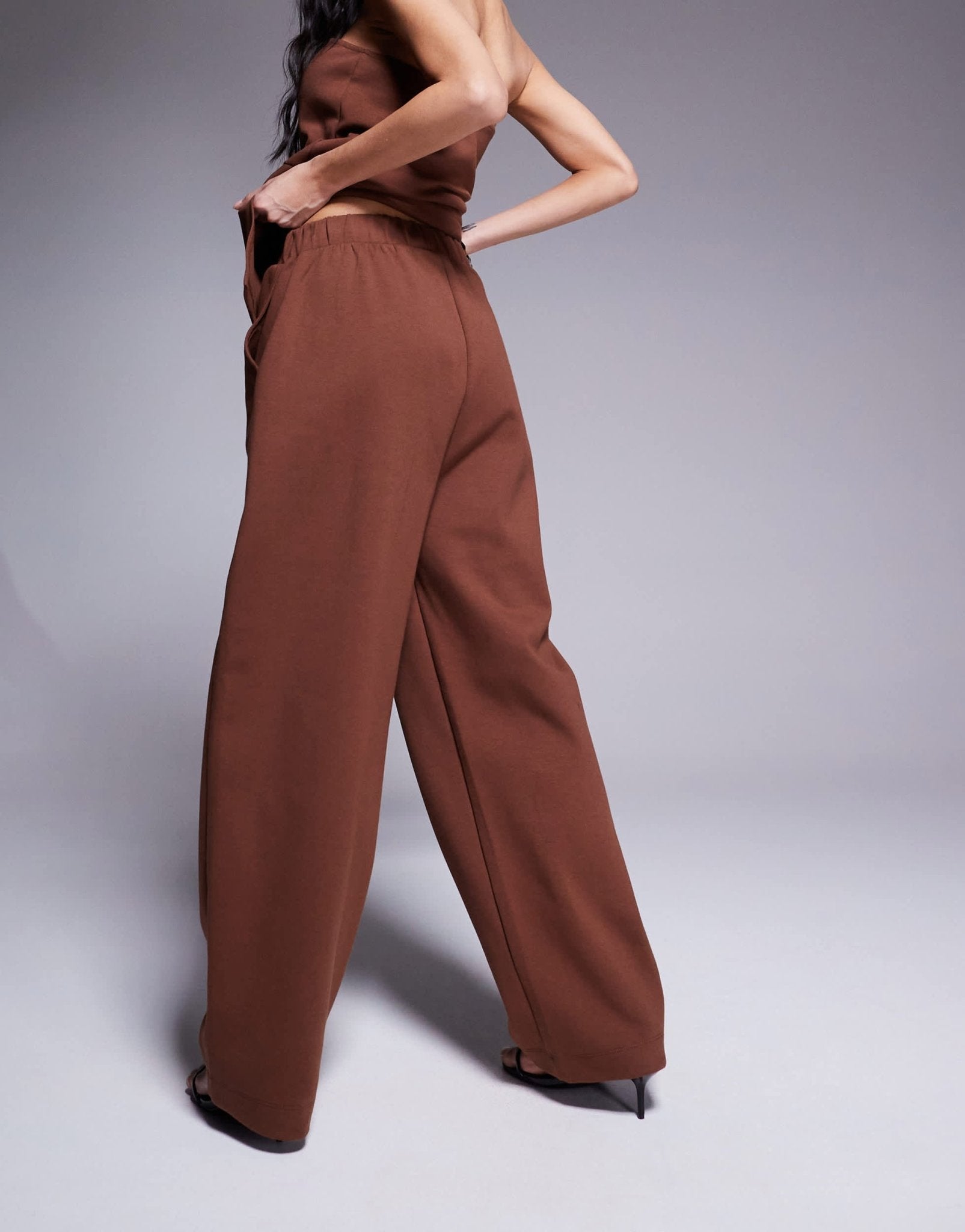 ASOS DESIGN structured interlock trouser co ord in brown - ASOS Sample Sale