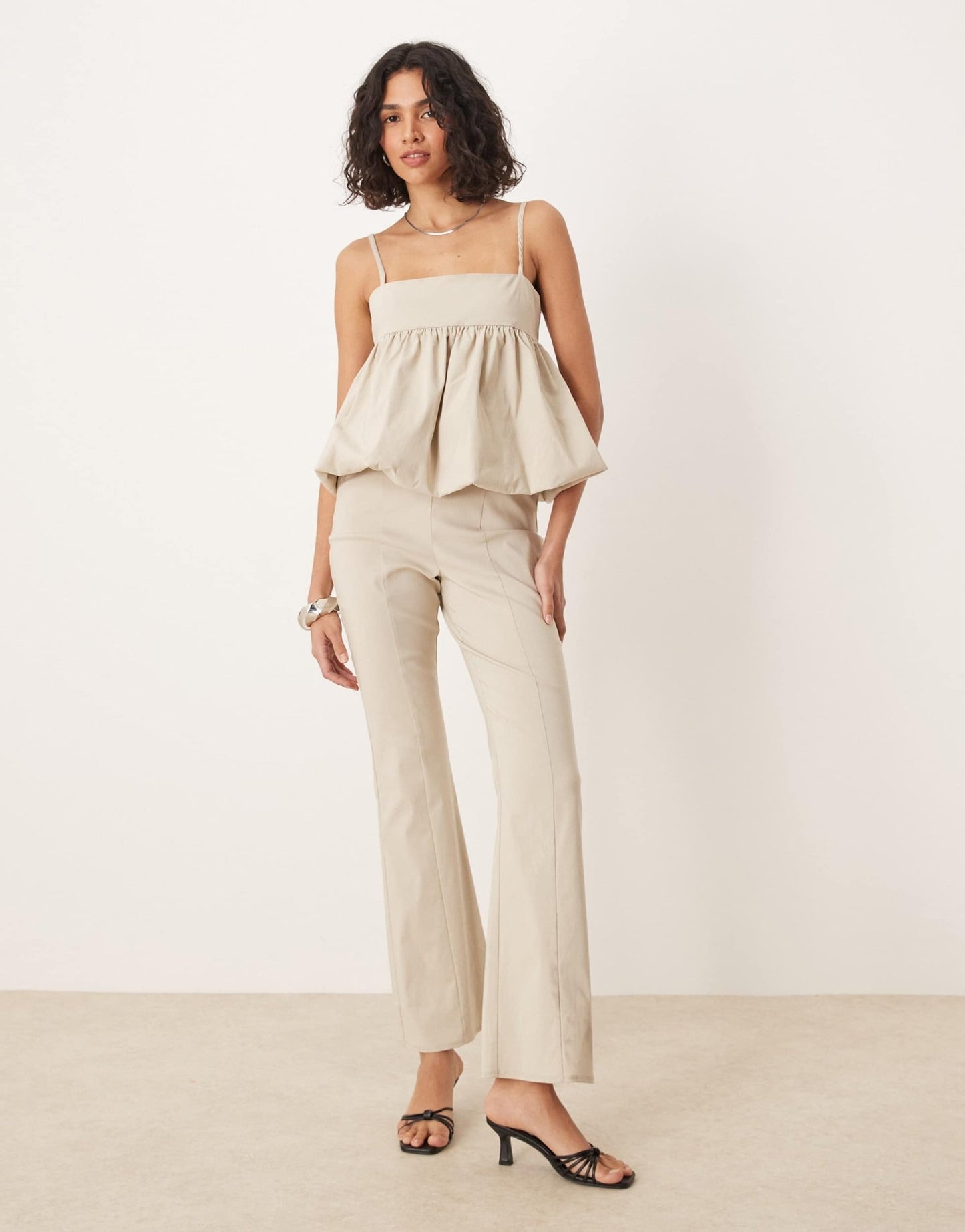 ASOS DESIGN structured peplum jumpsuit in ivory - ASOS Sample Sale