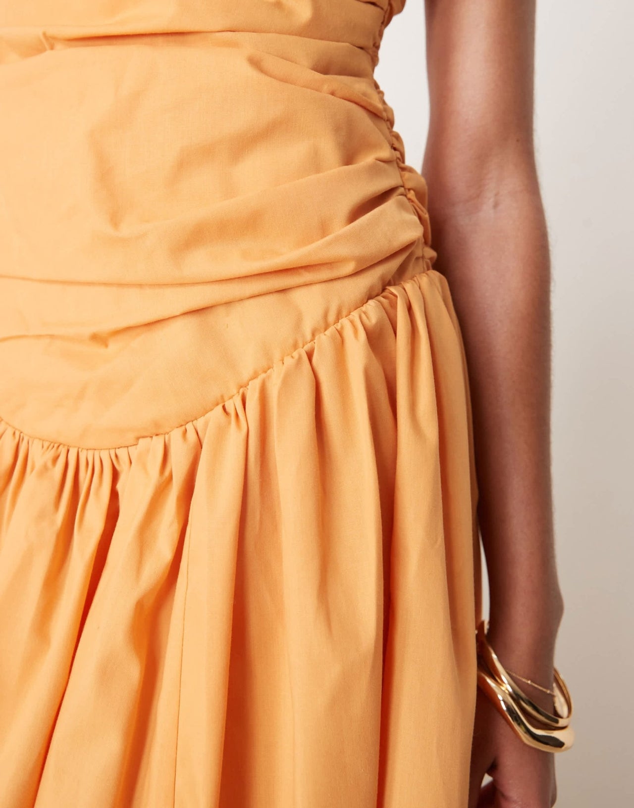 ASOS DESIGN structured ruched full skirt maxi dress in apricot - ASOS Sample Sale