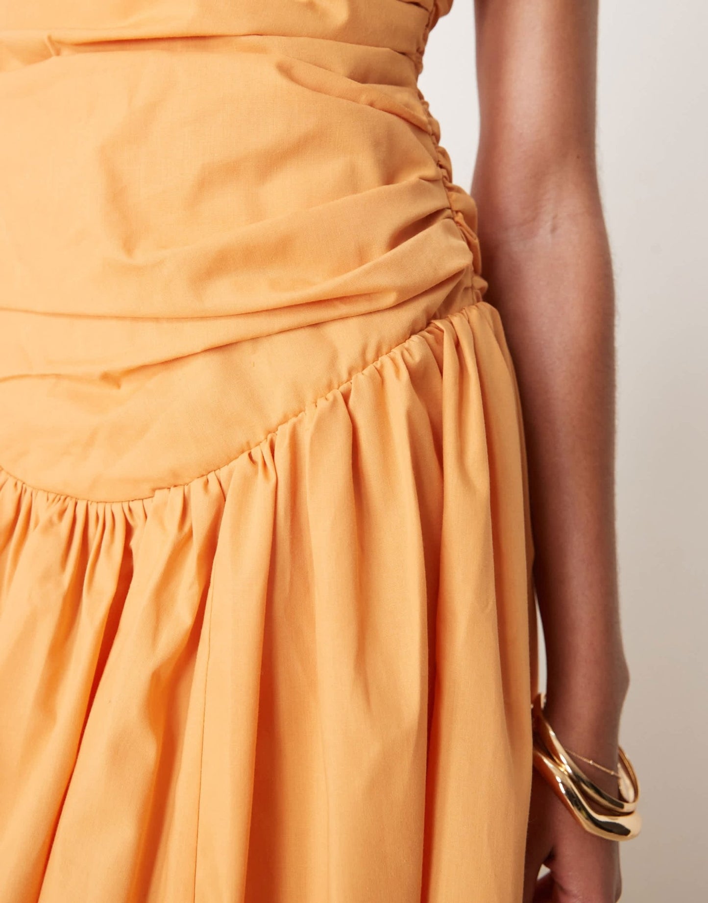 ASOS DESIGN structured ruched full skirt maxi dress in apricot - ASOS Sample Sale