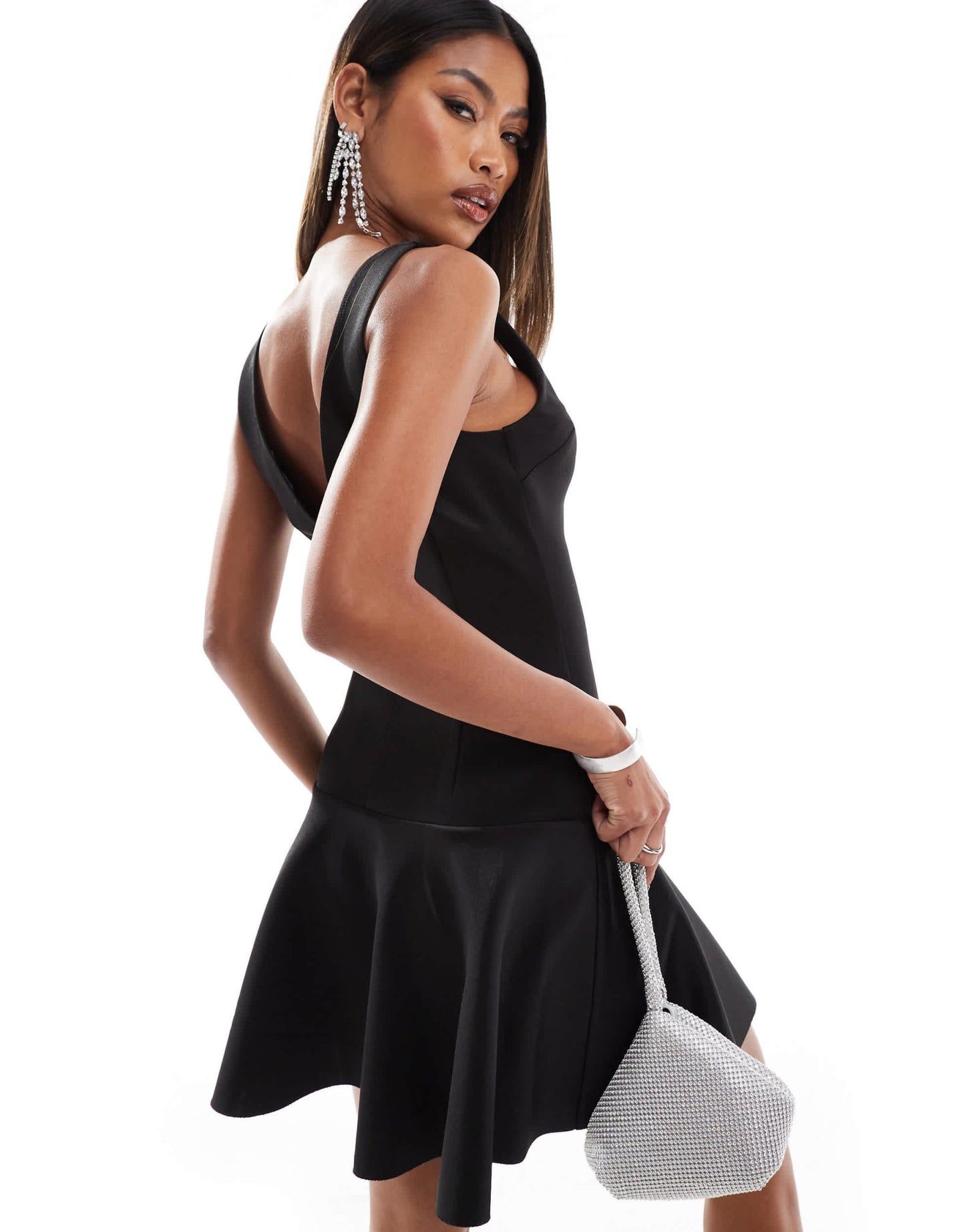ASOS DESIGN structured sweetheart neckline mini dress with peplum hem in black - ASOS Sample Sale