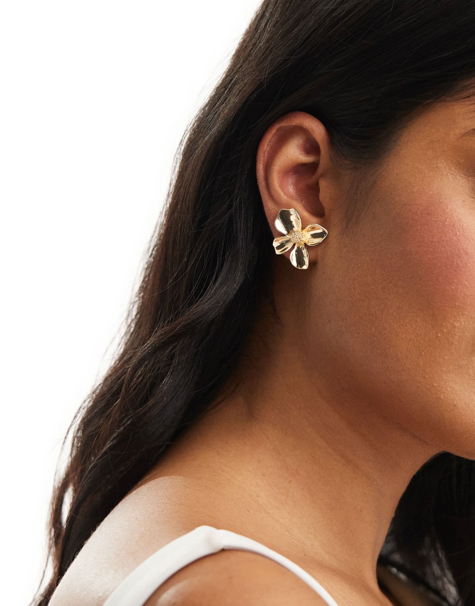 ASOS DESIGN stud earrings with small floral design in gold tone - ASOS Sample Sale