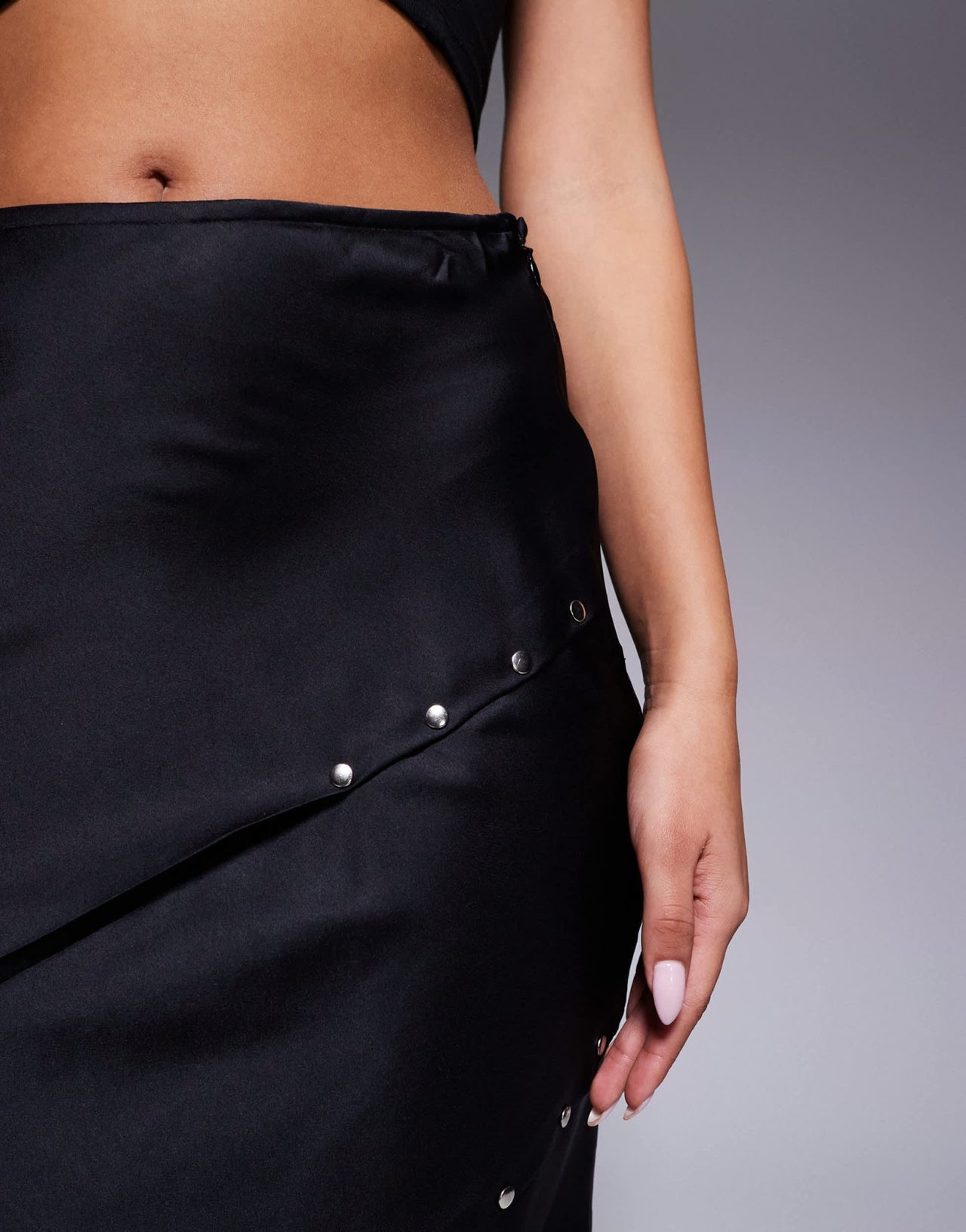 ASOS DESIGN studded bias maxi skirt with split in black - ASOS Sample Sale